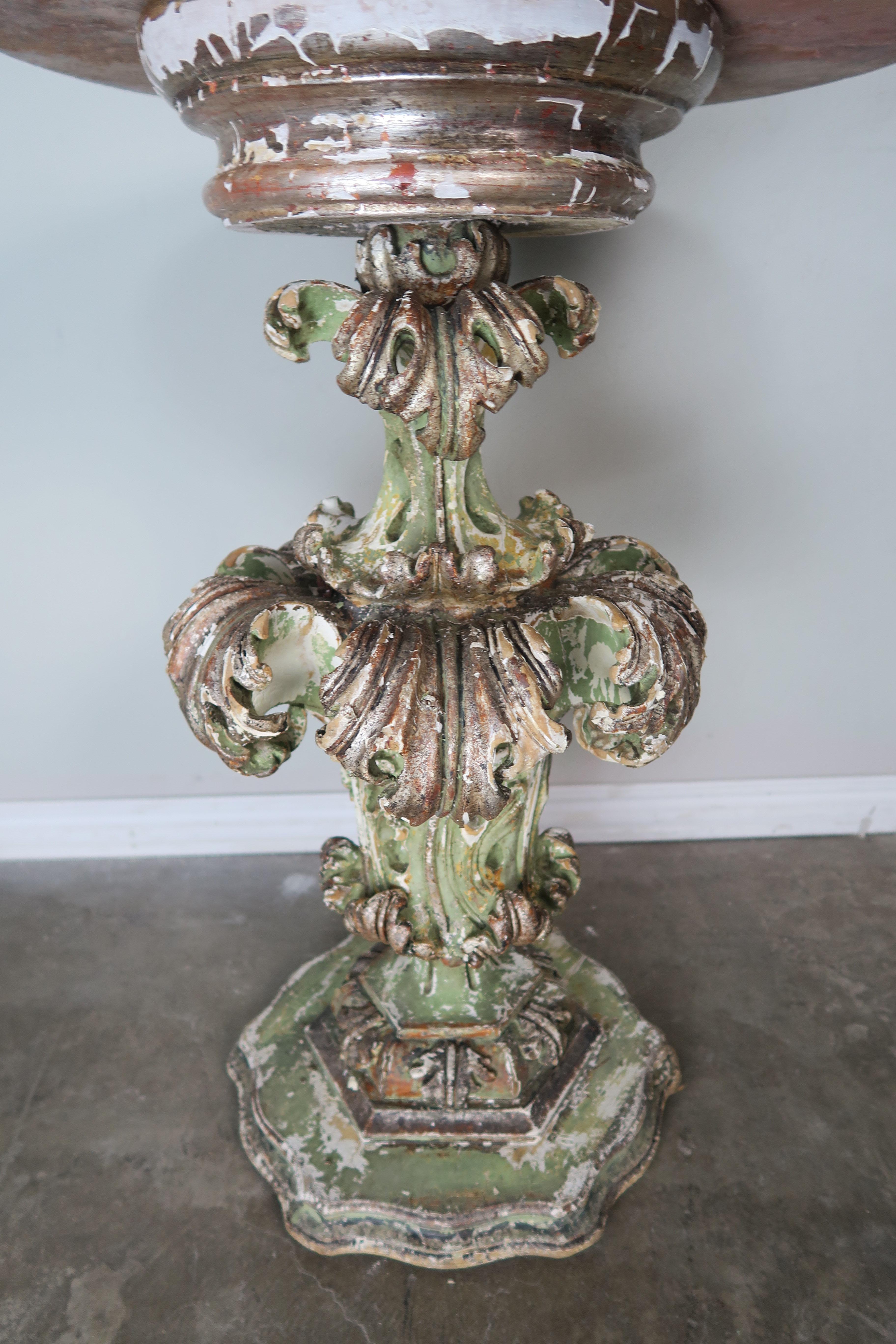 Early 20th Century 19th Century Italian Painted Acanthus Leaf Table