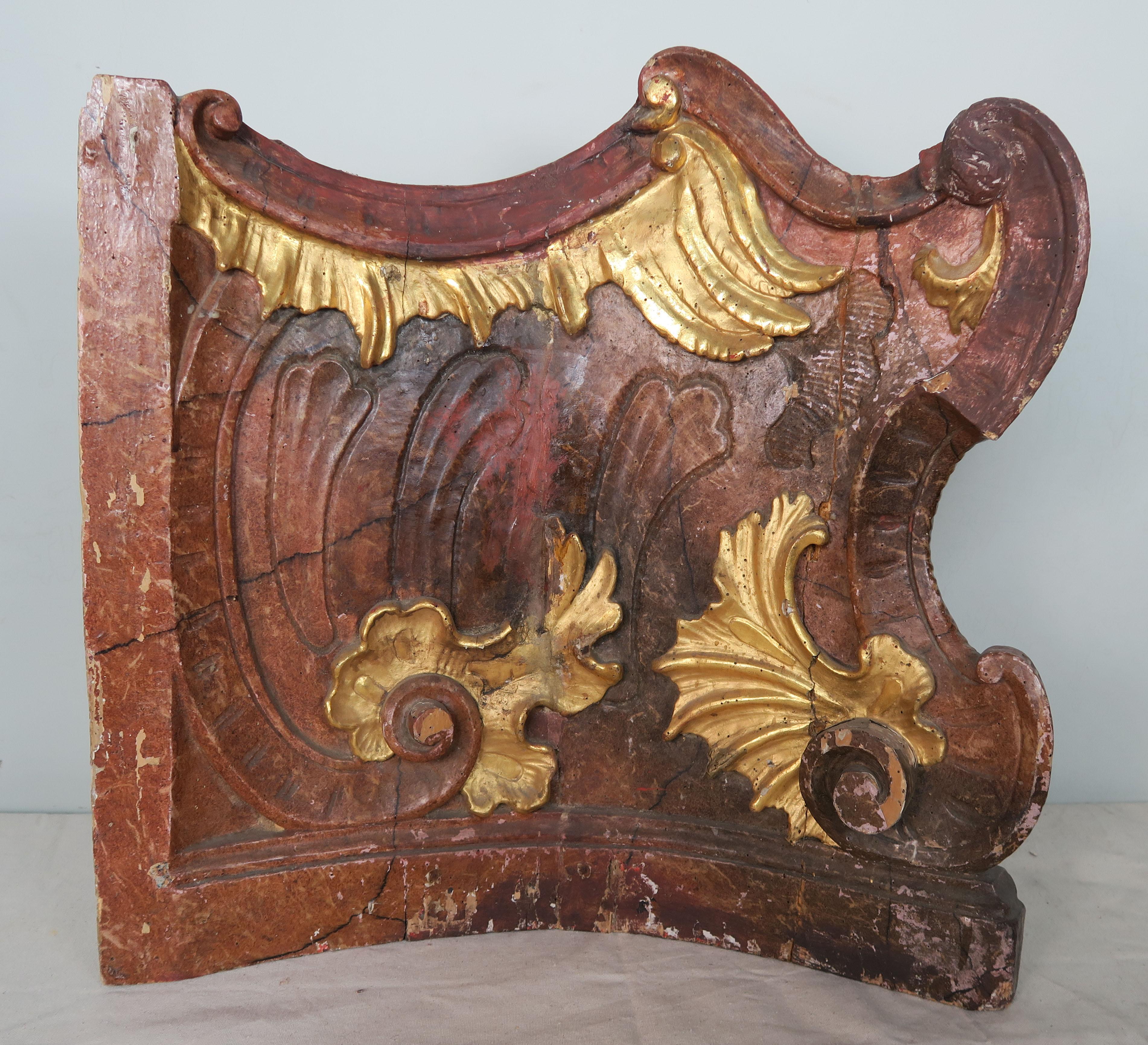 Baroque 19th Century Italian Painted and Parcel-Gilt Architectural Fragments