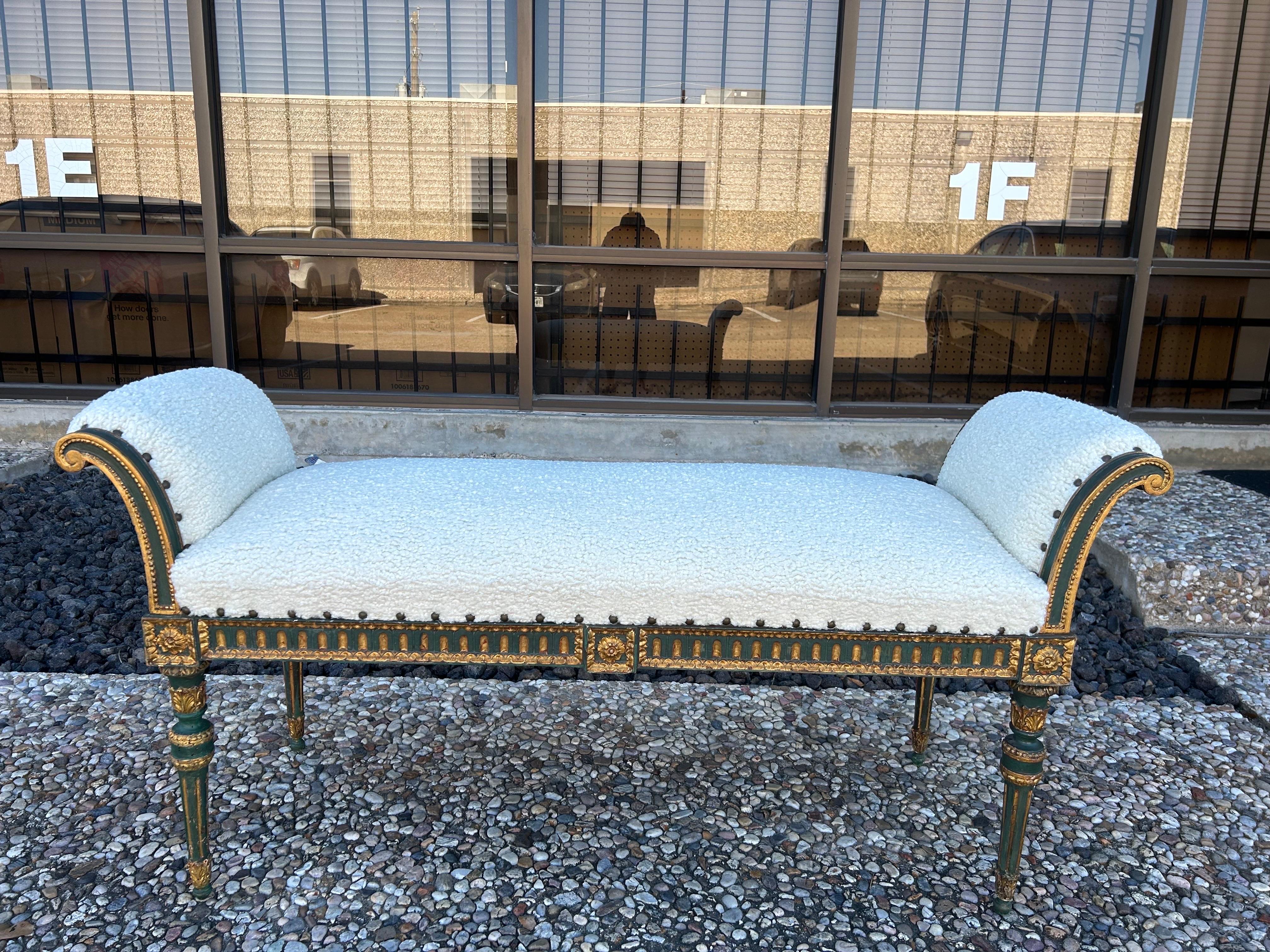 Louis XVI 19th Century Italian Painted And Parcel Gilt Bench For Sale