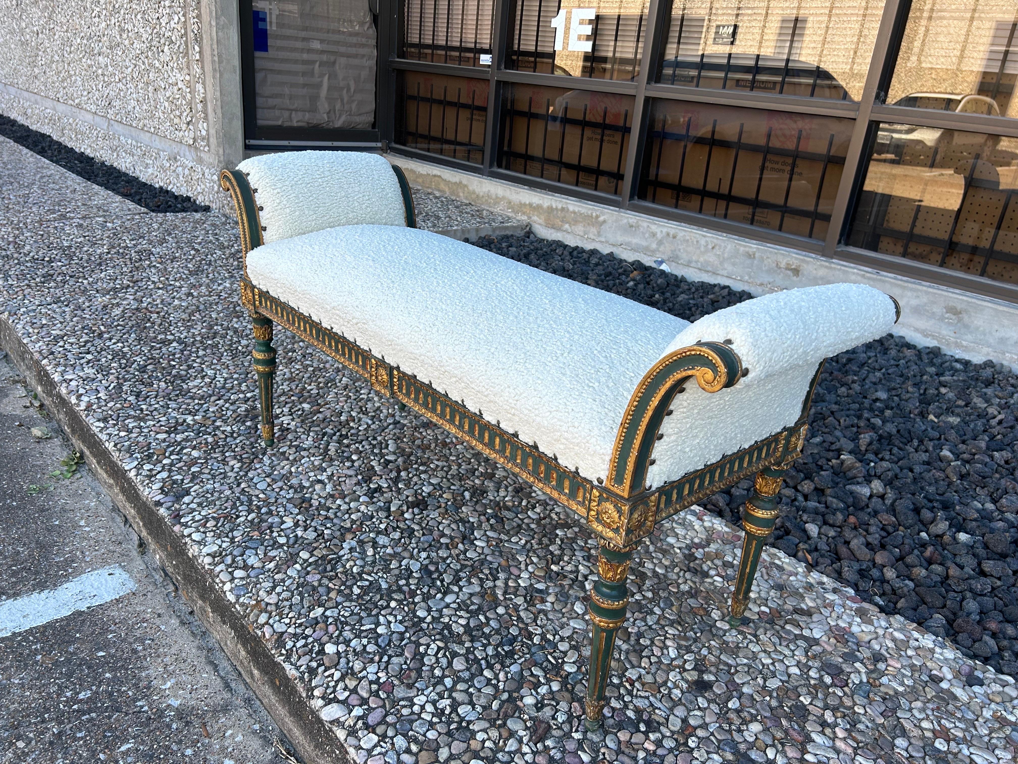 19th Century Italian Painted And Parcel Gilt Bench In Good Condition For Sale In Houston, TX