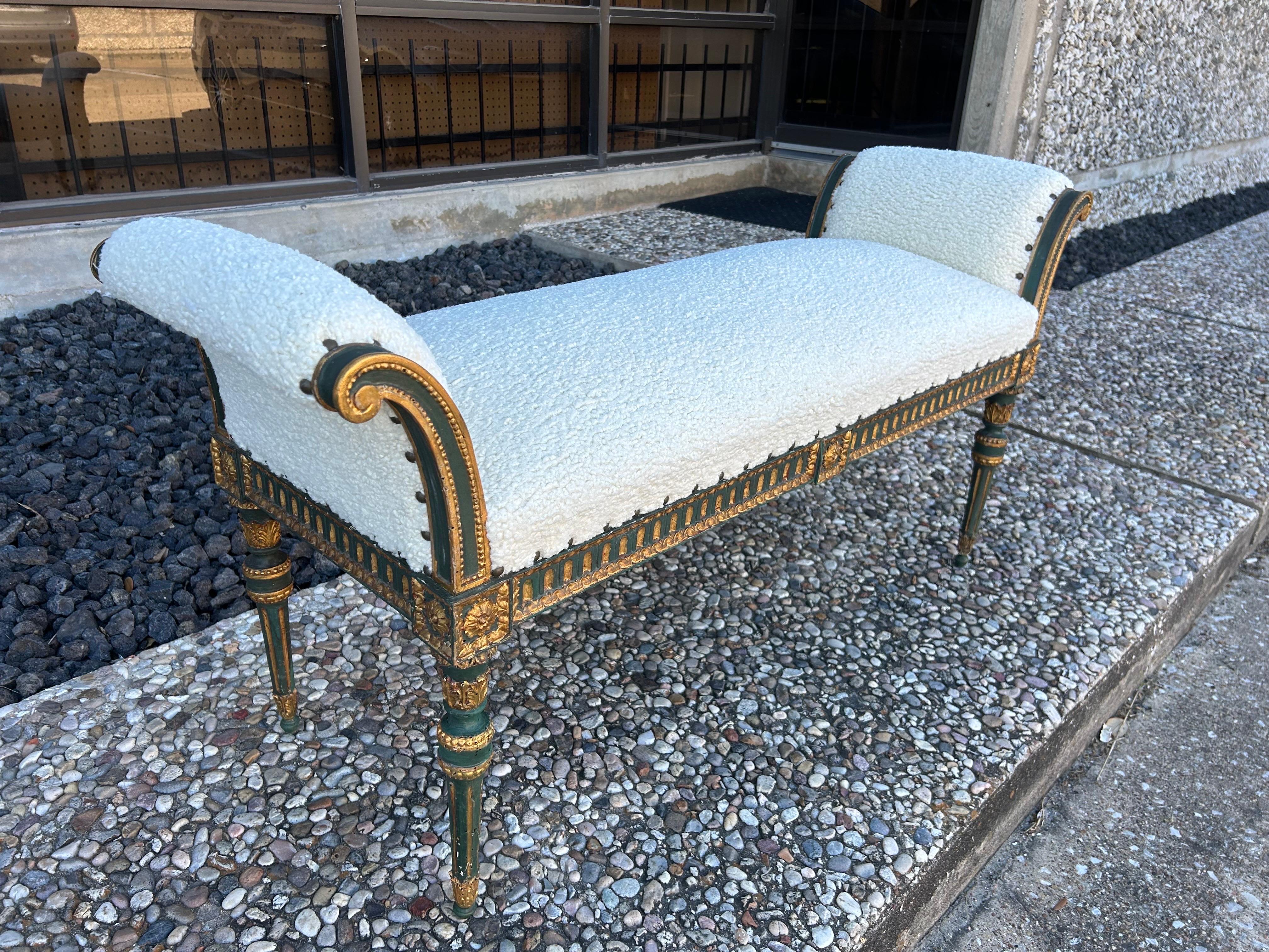 Wood 19th Century Italian Painted And Parcel Gilt Bench For Sale