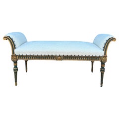 19th Century Italian Painted And Parcel Gilt Bench