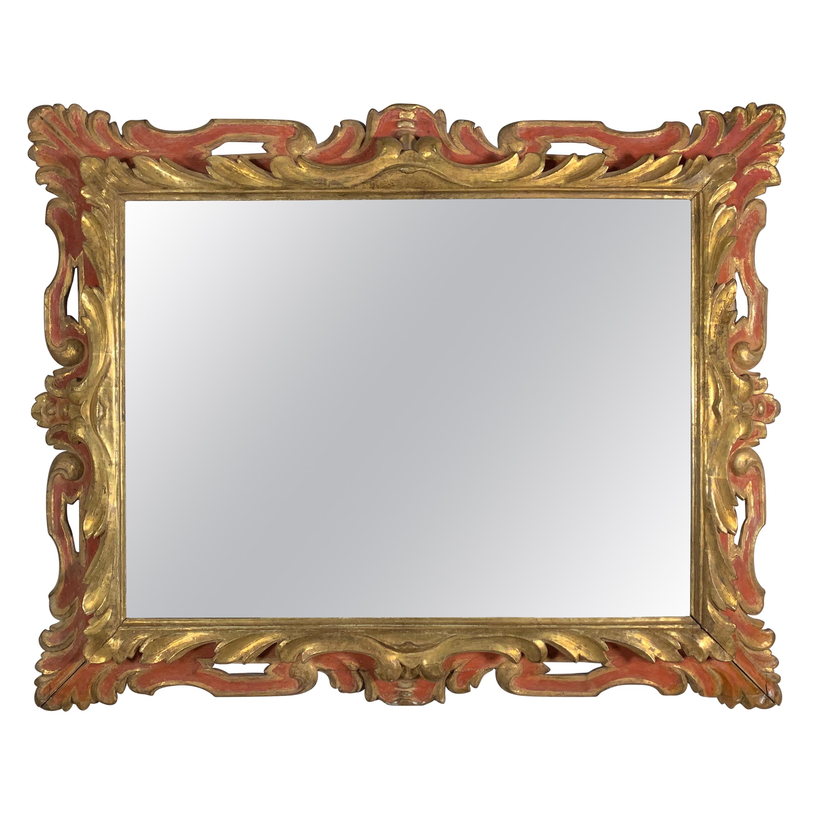 19th Century Italian Painted and Parcel-Gilt Mirror