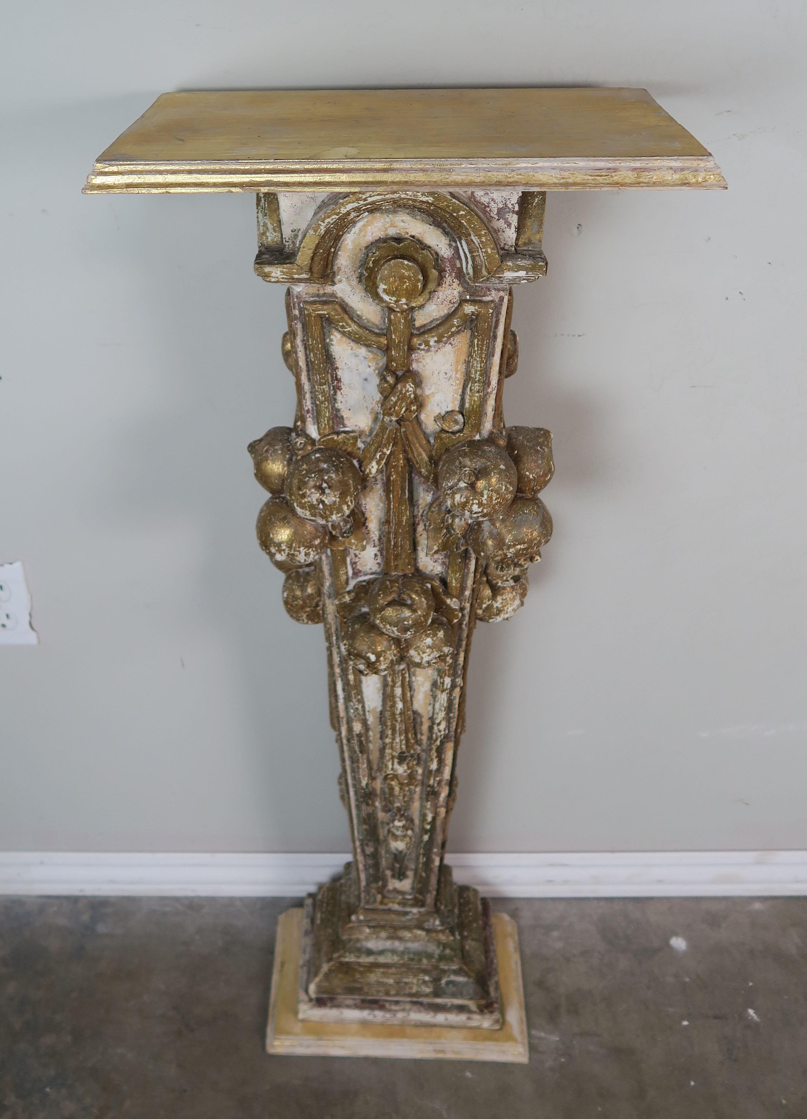 Rococo 19th Century Italian Painted and Parcel-Gilt Pedestal Table