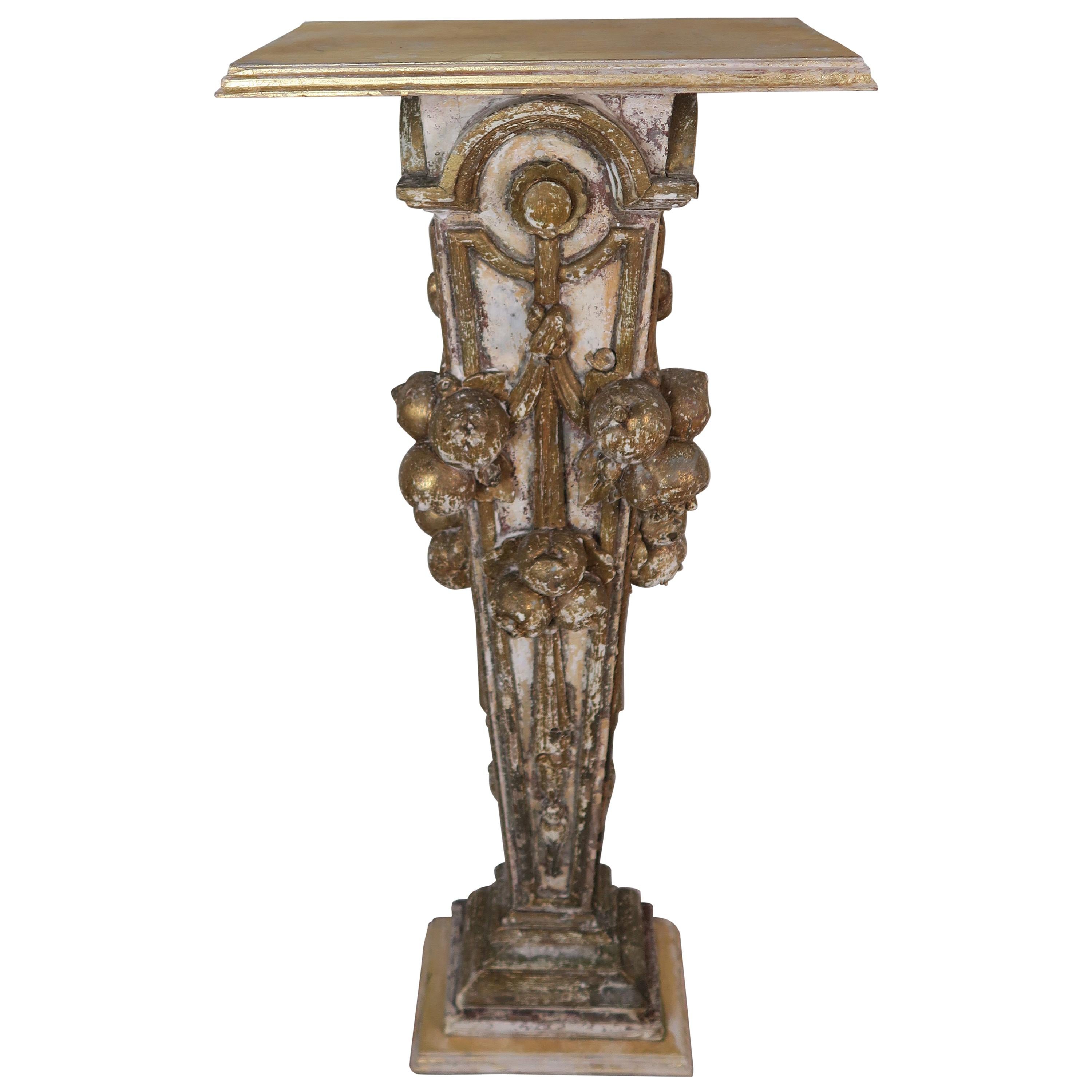 19th Century Italian Painted and Parcel-Gilt Pedestal Table