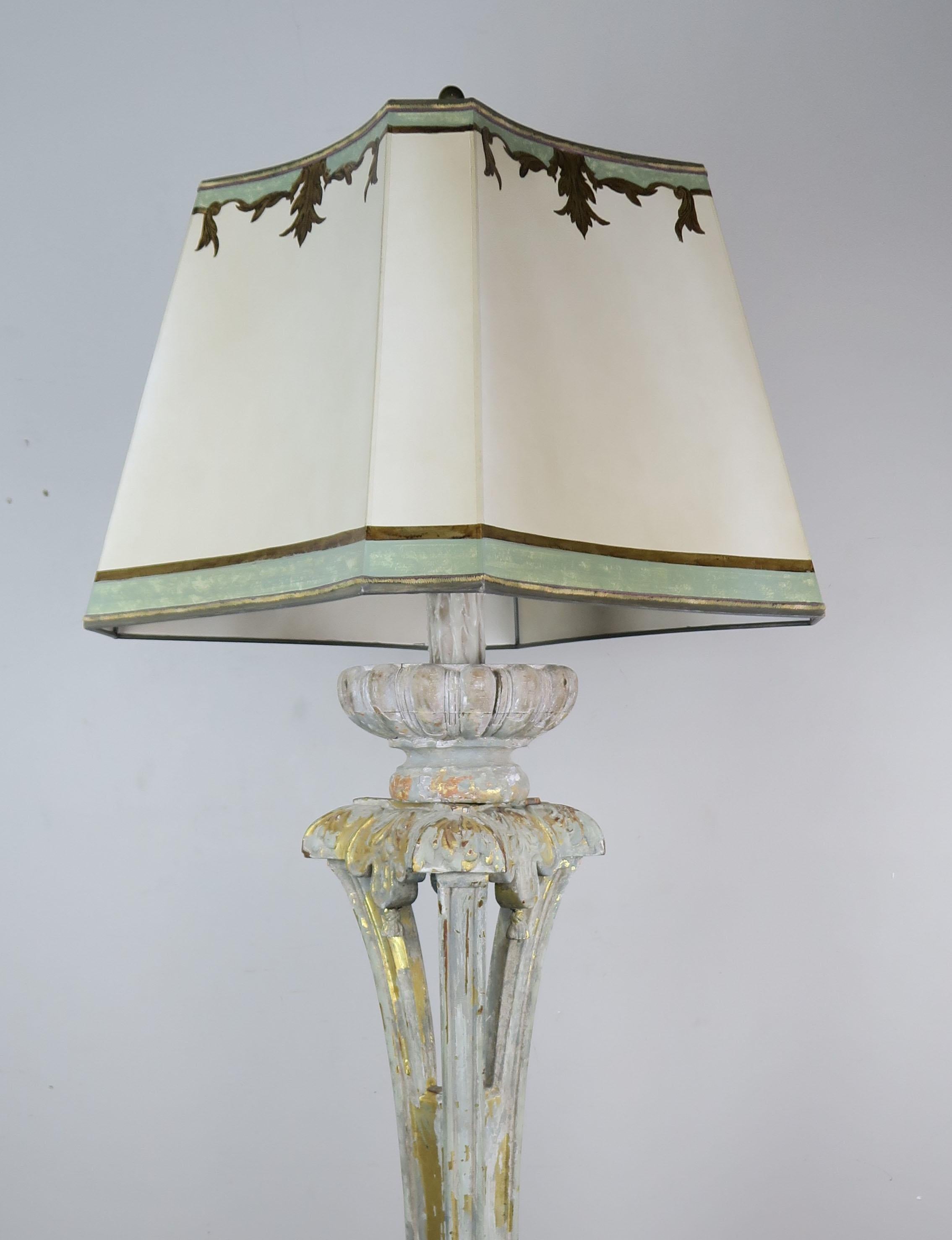 Other 19th Century Italian Painted and Parcel Gilt Standing Lamp with Parchment Shade