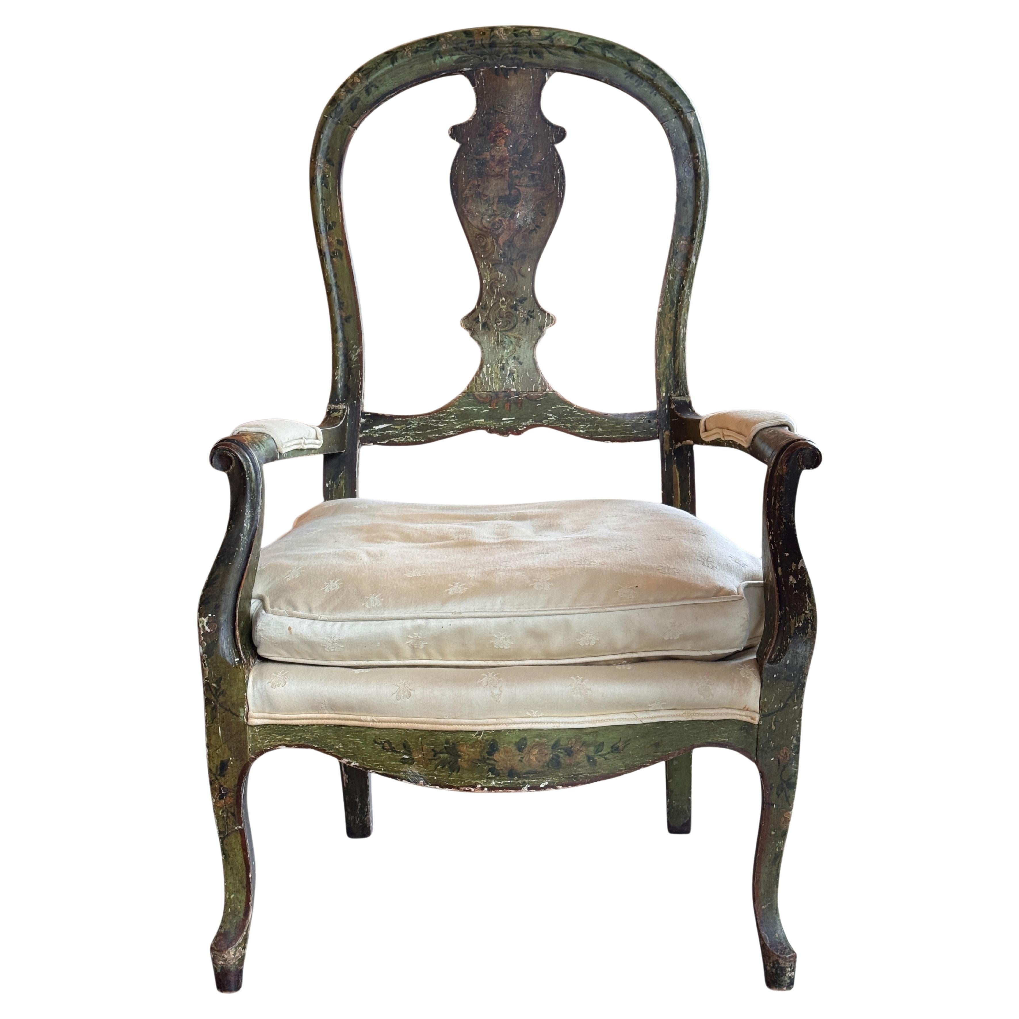 19th Century Italian Painted Armchair