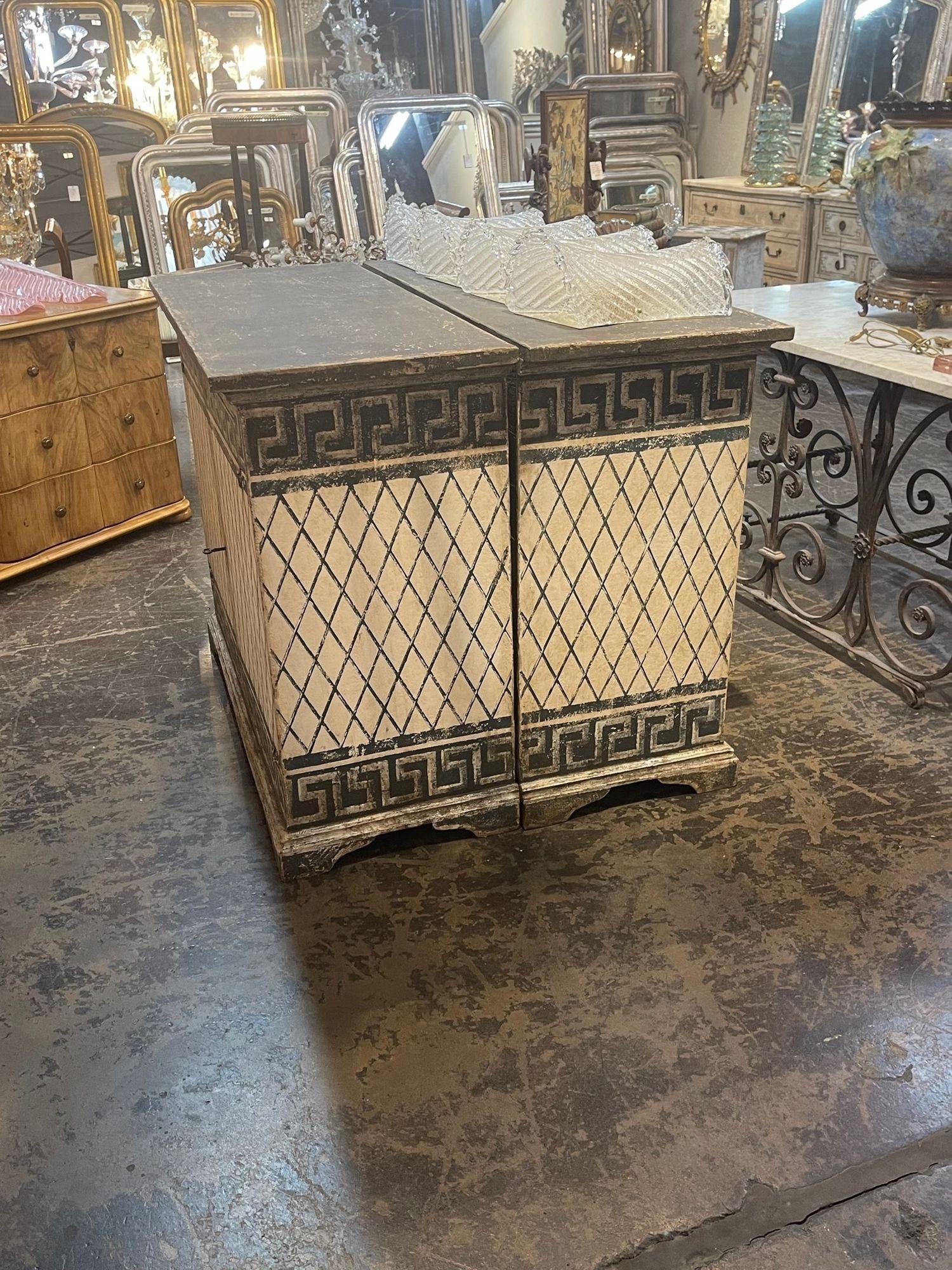 Hand-Painted 19th Century Italian Painted Buffets with Greek Key Design For Sale