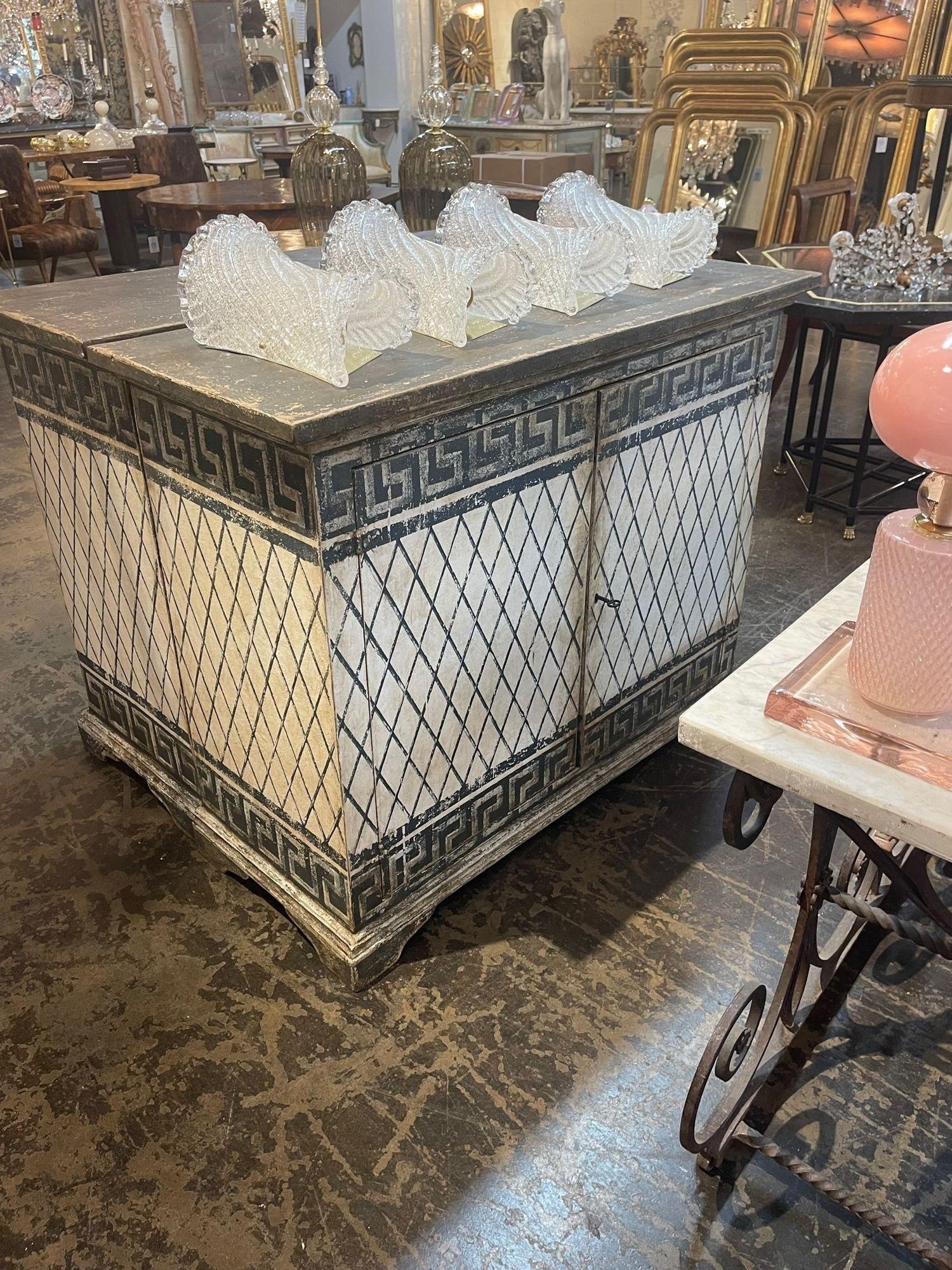 19th Century Italian Painted Buffets with Greek Key Design In Good Condition For Sale In Dallas, TX