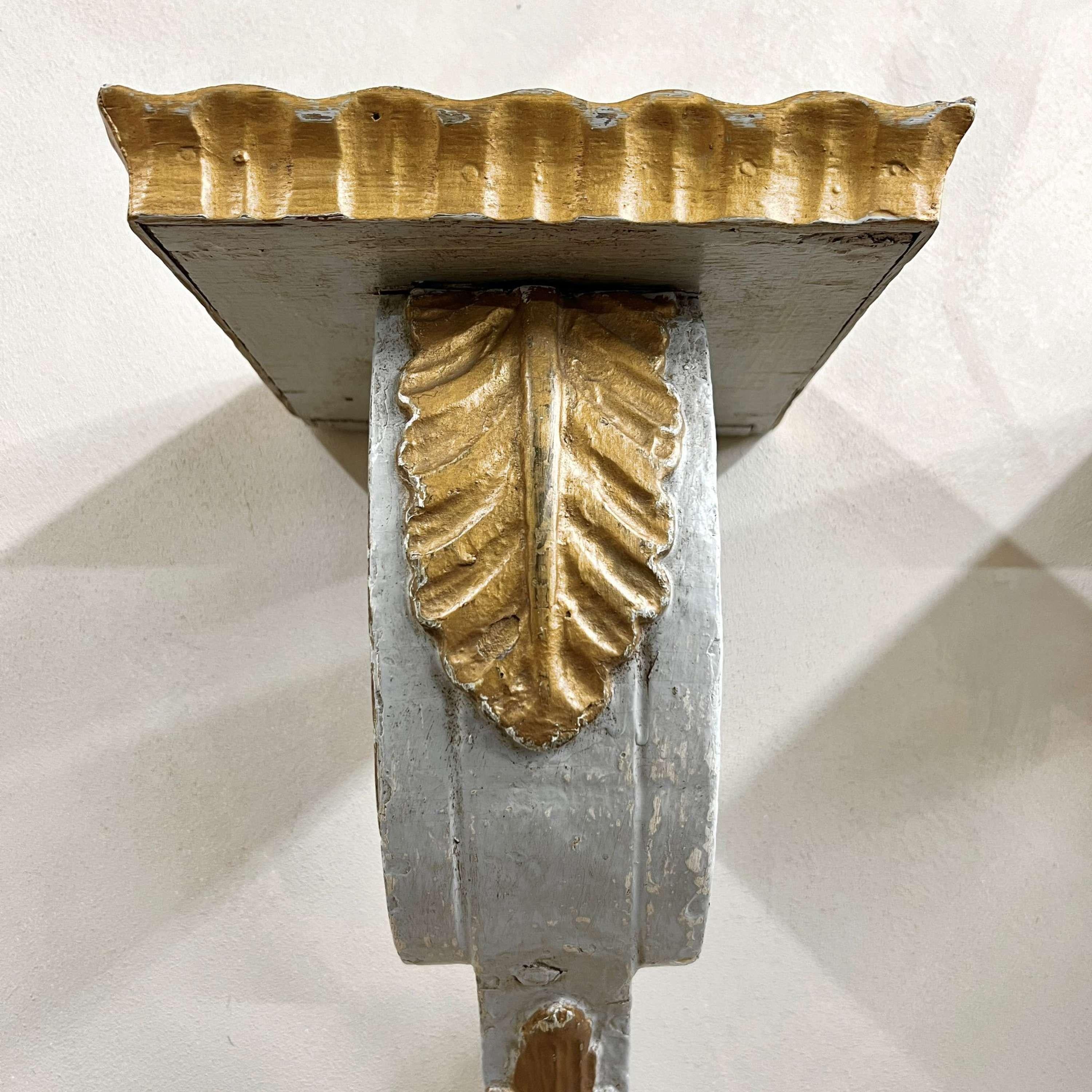 19. Jahrhundert Italienisch bemalt geschnitzt Wood Wandhalterungen 4
