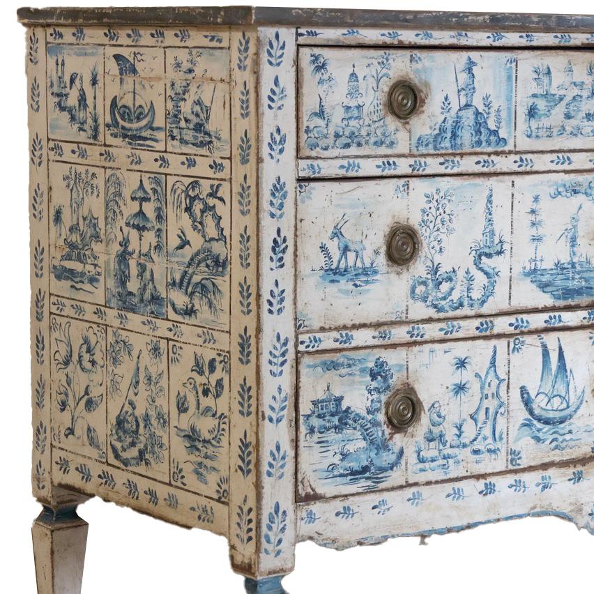 Hand-Painted 19th Century Italian Painted Chinoiserie Commode For Sale