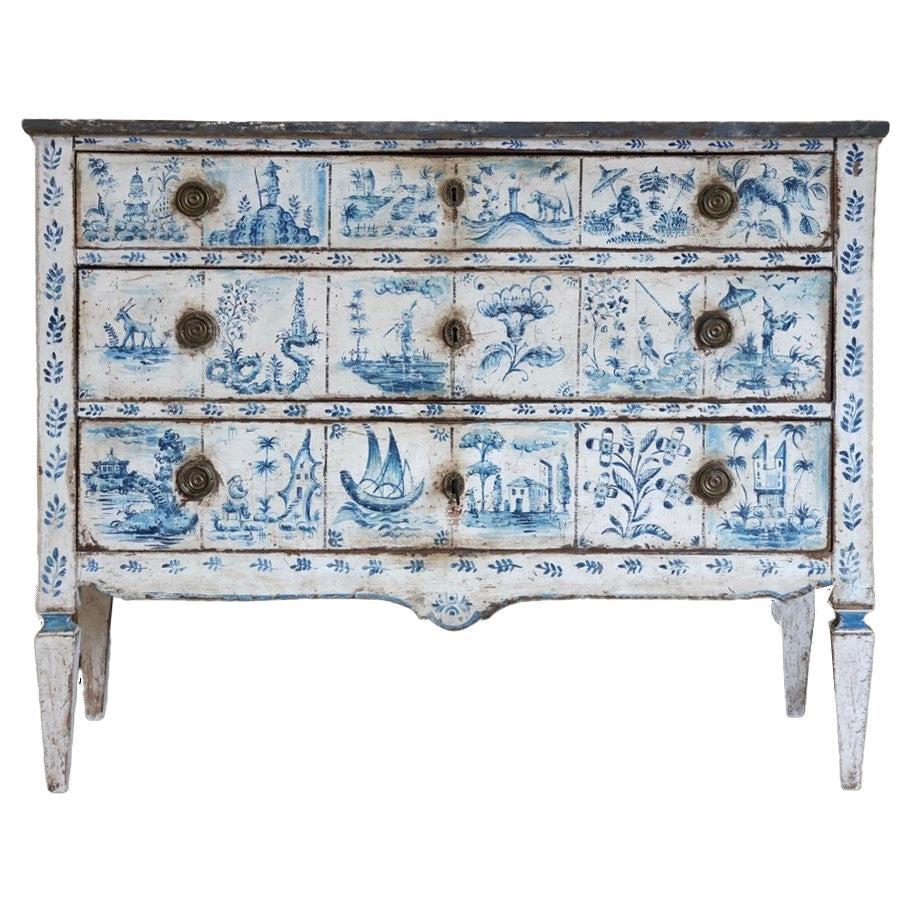 19th Century Italian Painted Chinoiserie Commode For Sale