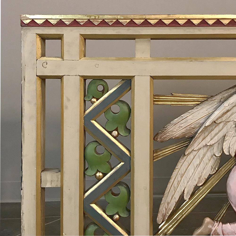 Hardwood 19th Century Italian Painted Communion Railing with Angels