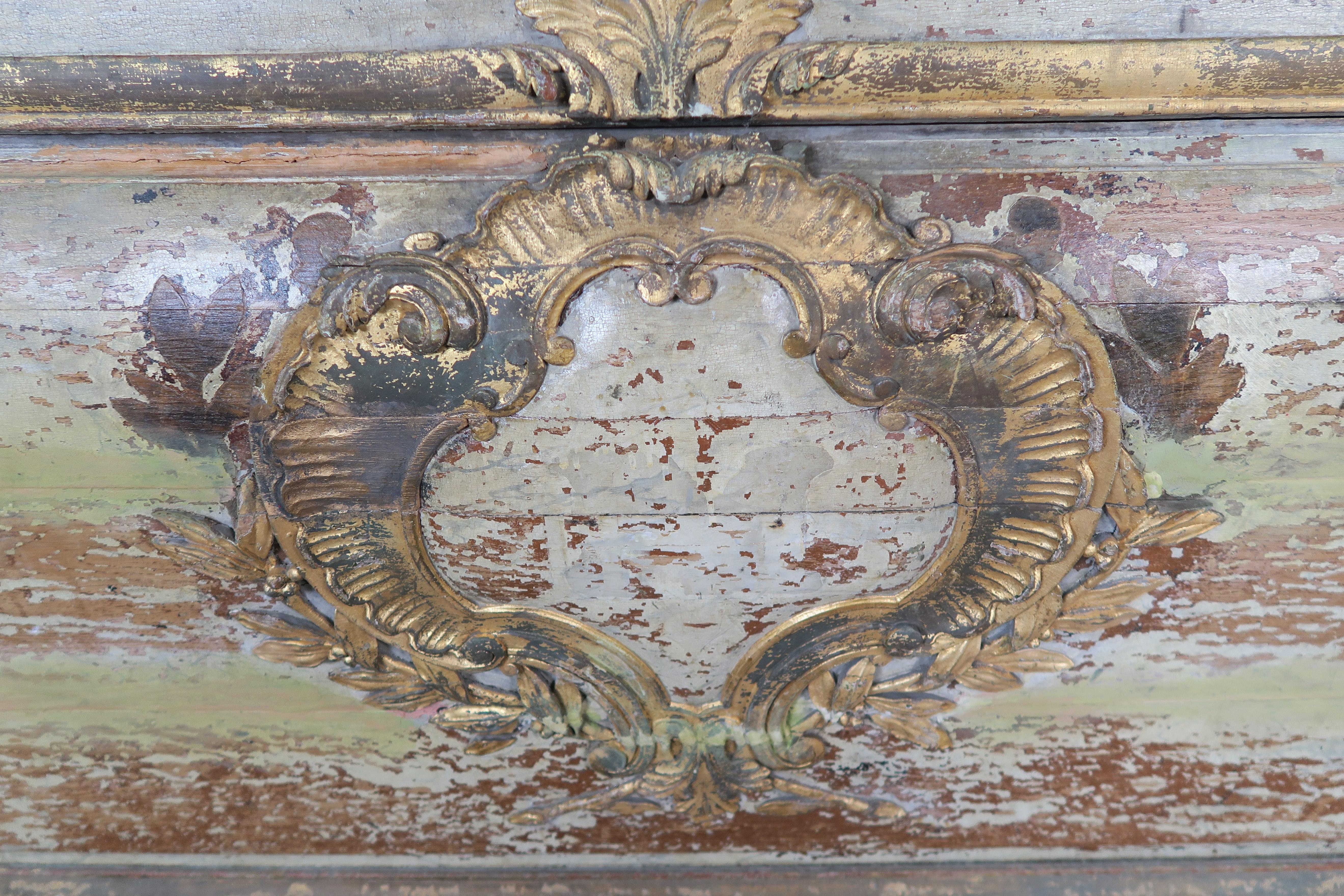 Hand-Painted 19th Century Italian Painted Console with Cartouche