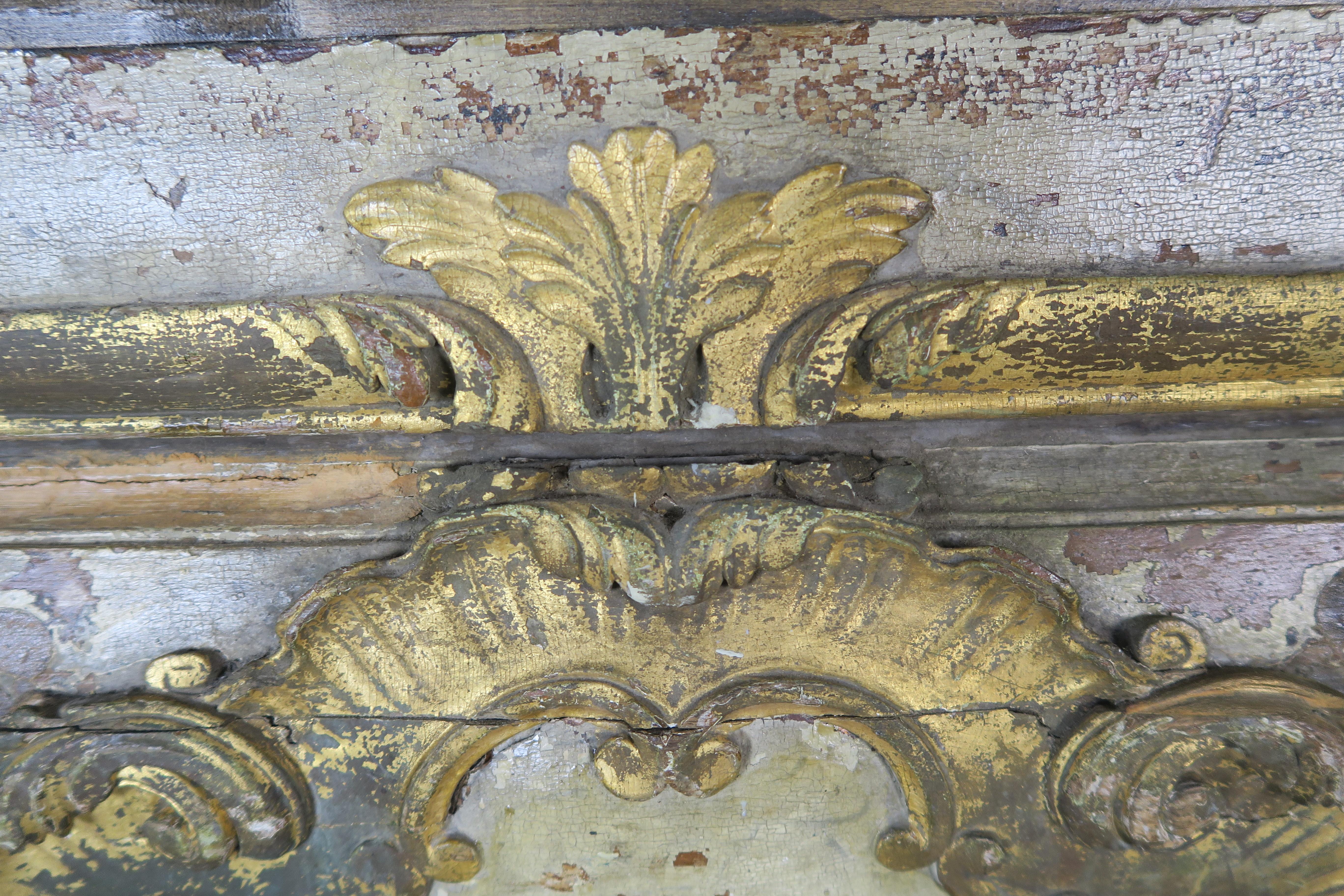 Wood 19th Century Italian Painted Console with Cartouche