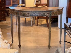 19th Century Italian Painted Demi-Lune Console Table