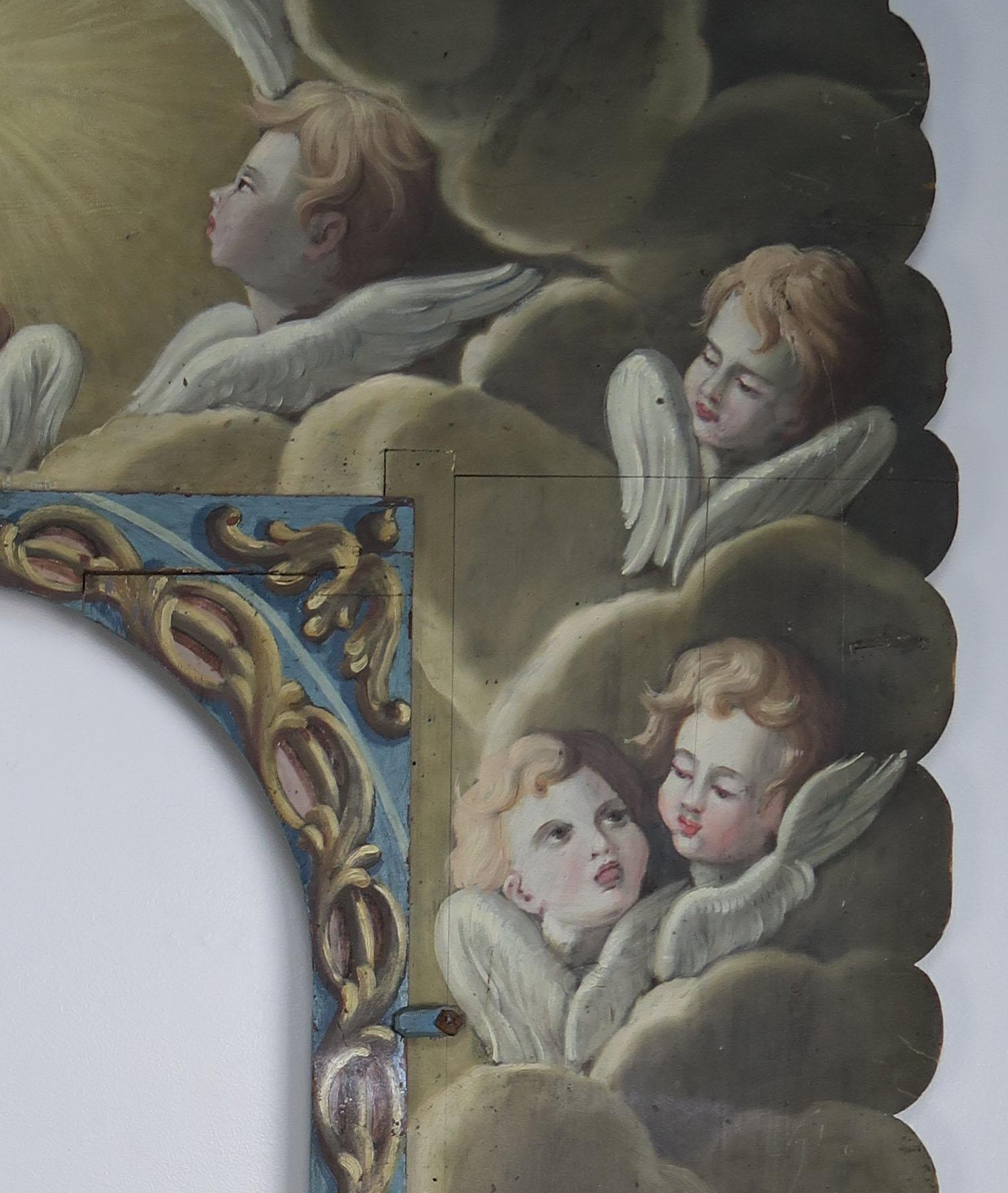 19th Century Italian Painted Frame with Cherubs In Distressed Condition In Los Angeles, CA