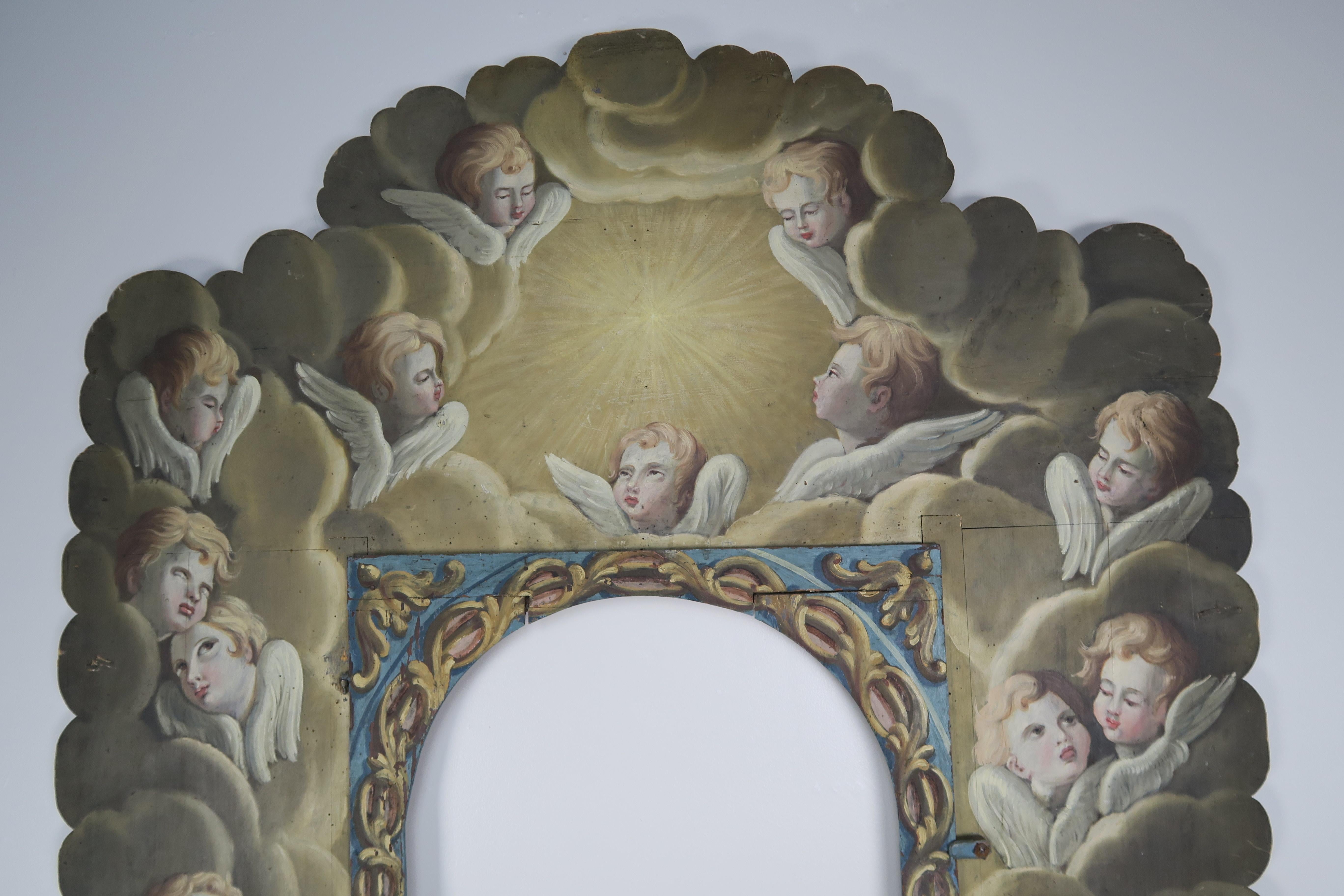 19th Century Italian Painted Frame with Cherubs 1