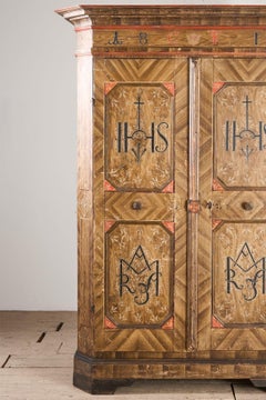 19th Century Italian painted Marriage cupboard