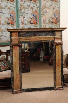 19th Century Italian Painted Mirror with Faux Marbleized Finish & Column Detail