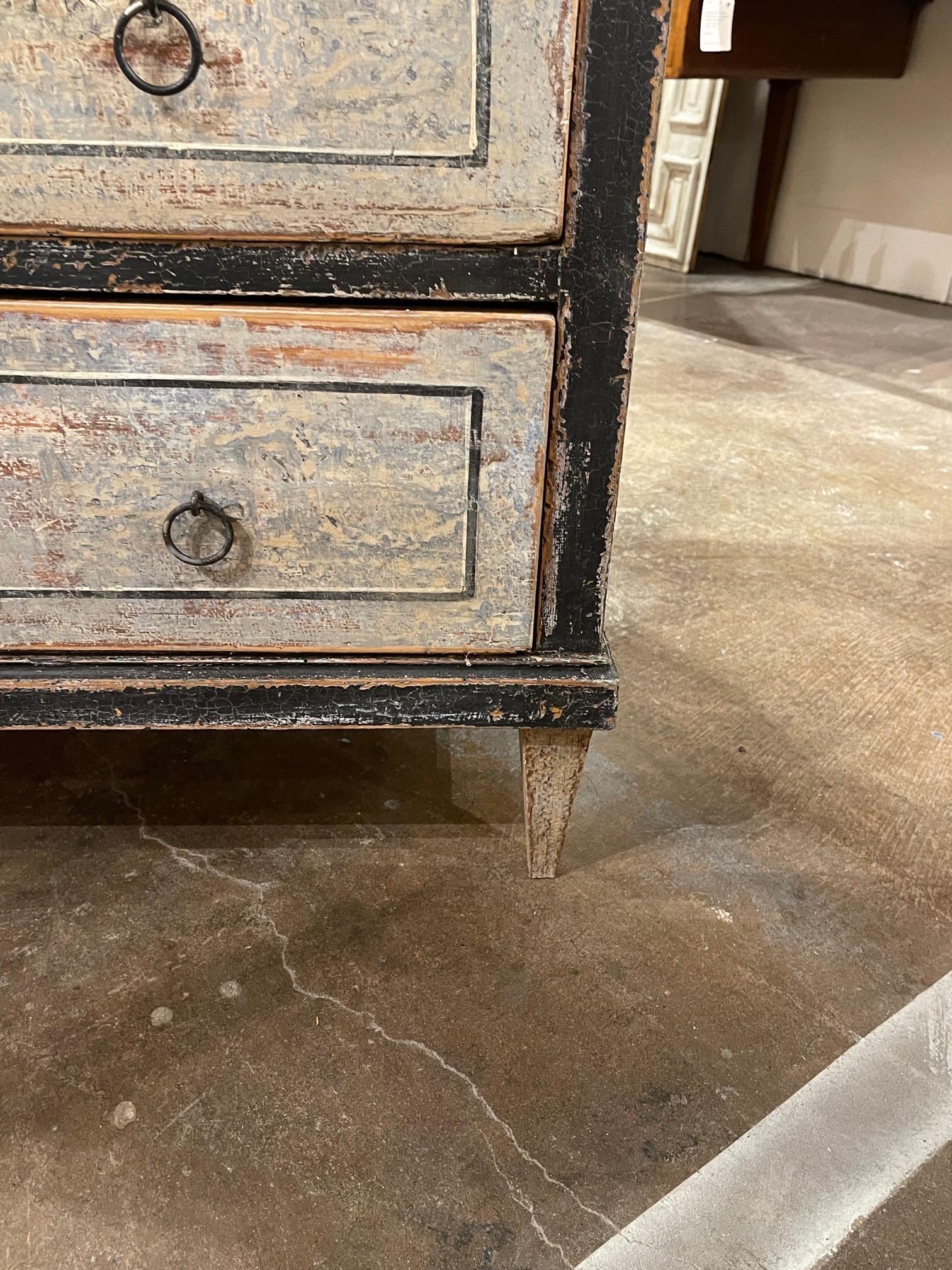19th Century Italian Painted Neo Classical Commode with Greek Key Design In Good Condition In Dallas, TX