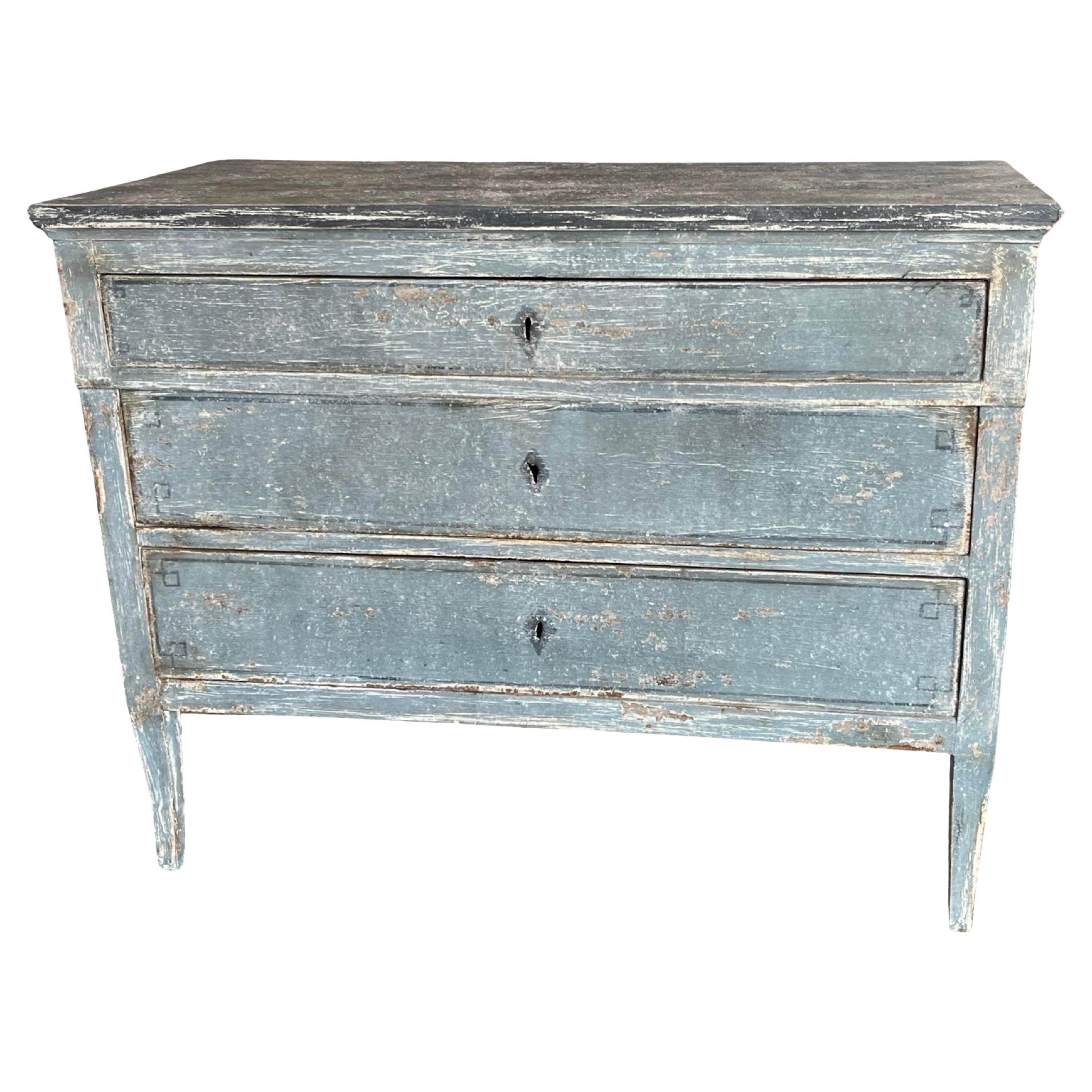 Commode / commode néoclassique peinte italienne du 19e siècle