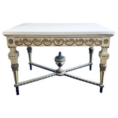 Antique 19th Century, Italian Painted Parcel Gilt and Marble Low Centre Table