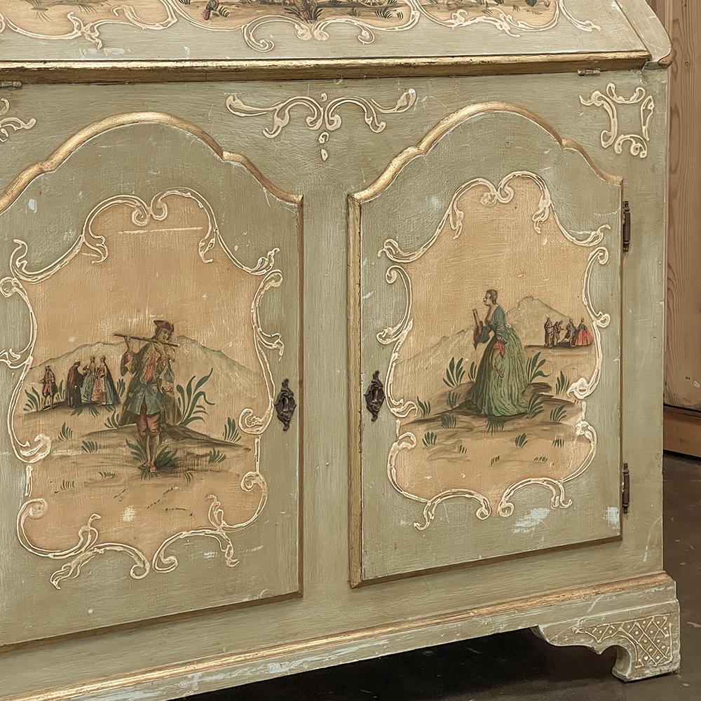 19th Century Italian Painted Secretary, Bookcase For Sale 8