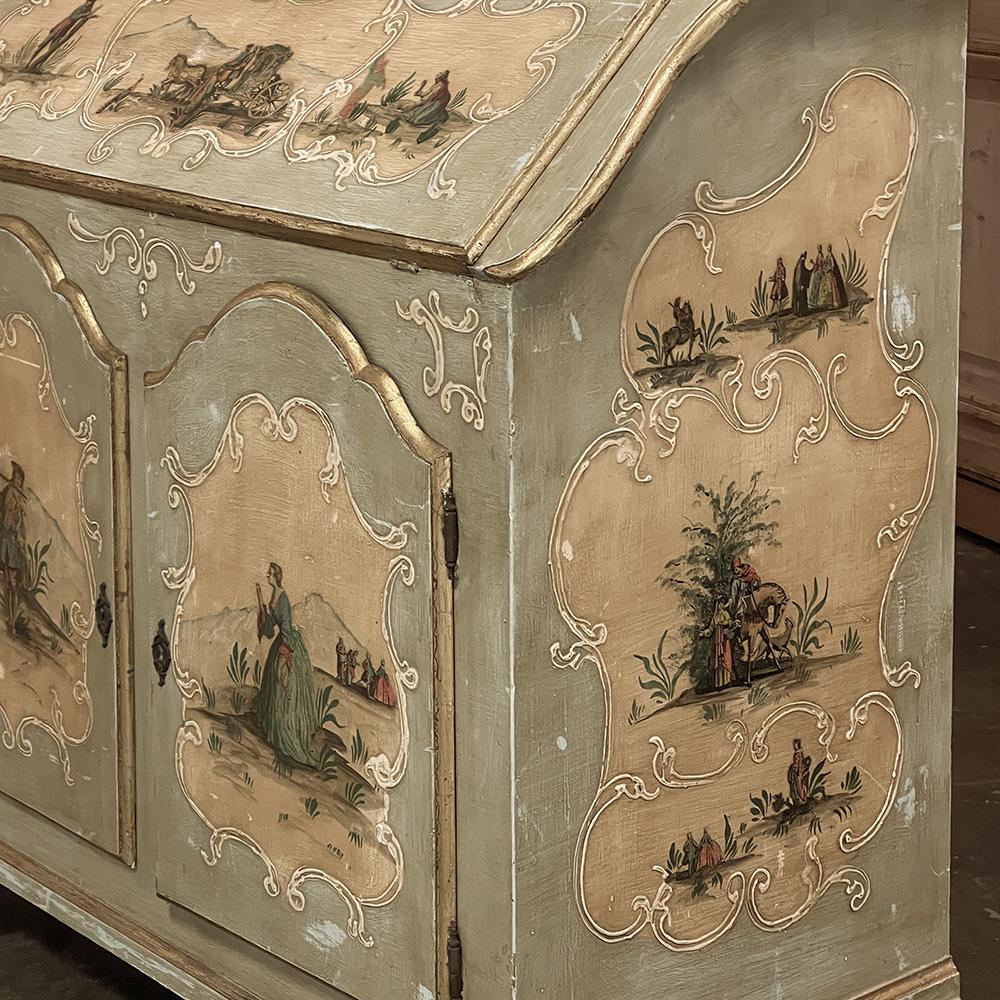 19th Century Italian Painted Secretary, Bookcase For Sale 12