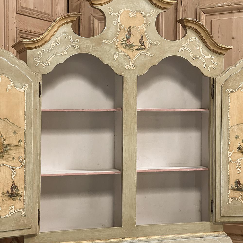 Hand-Painted 19th Century Italian Painted Secretary, Bookcase For Sale