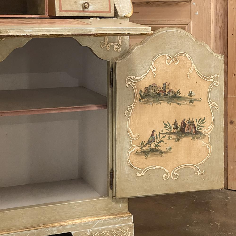 19th Century Italian Painted Secretary, Bookcase For Sale 1
