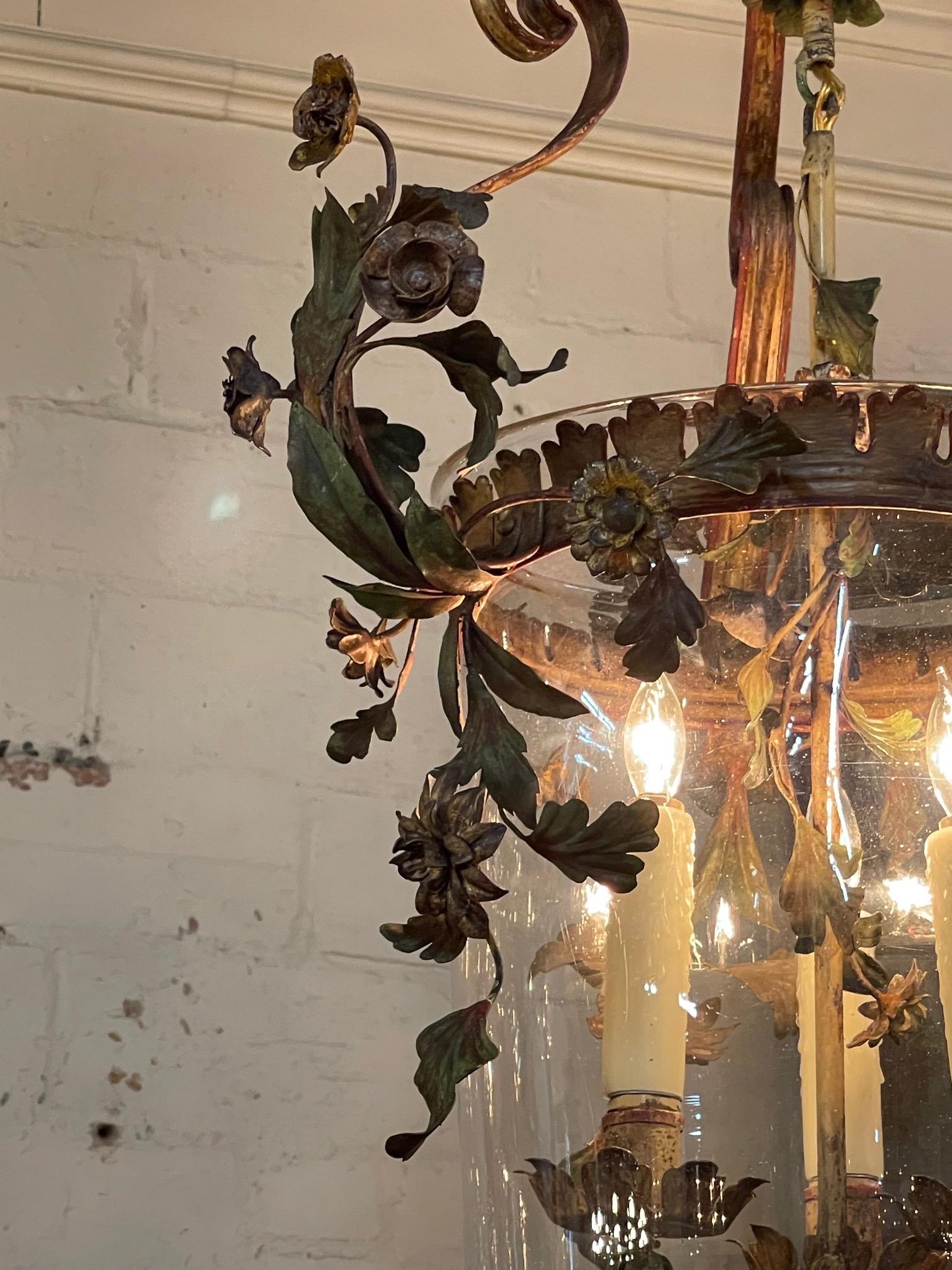 19th Century Italian Painted Tole Lantern In Good Condition In Dallas, TX