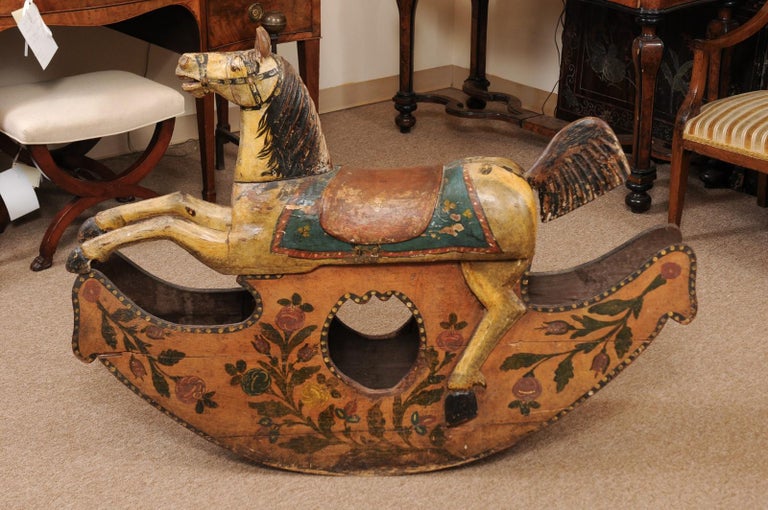 19th Century Italian Painted Wood Rocking Horse For Sale 7