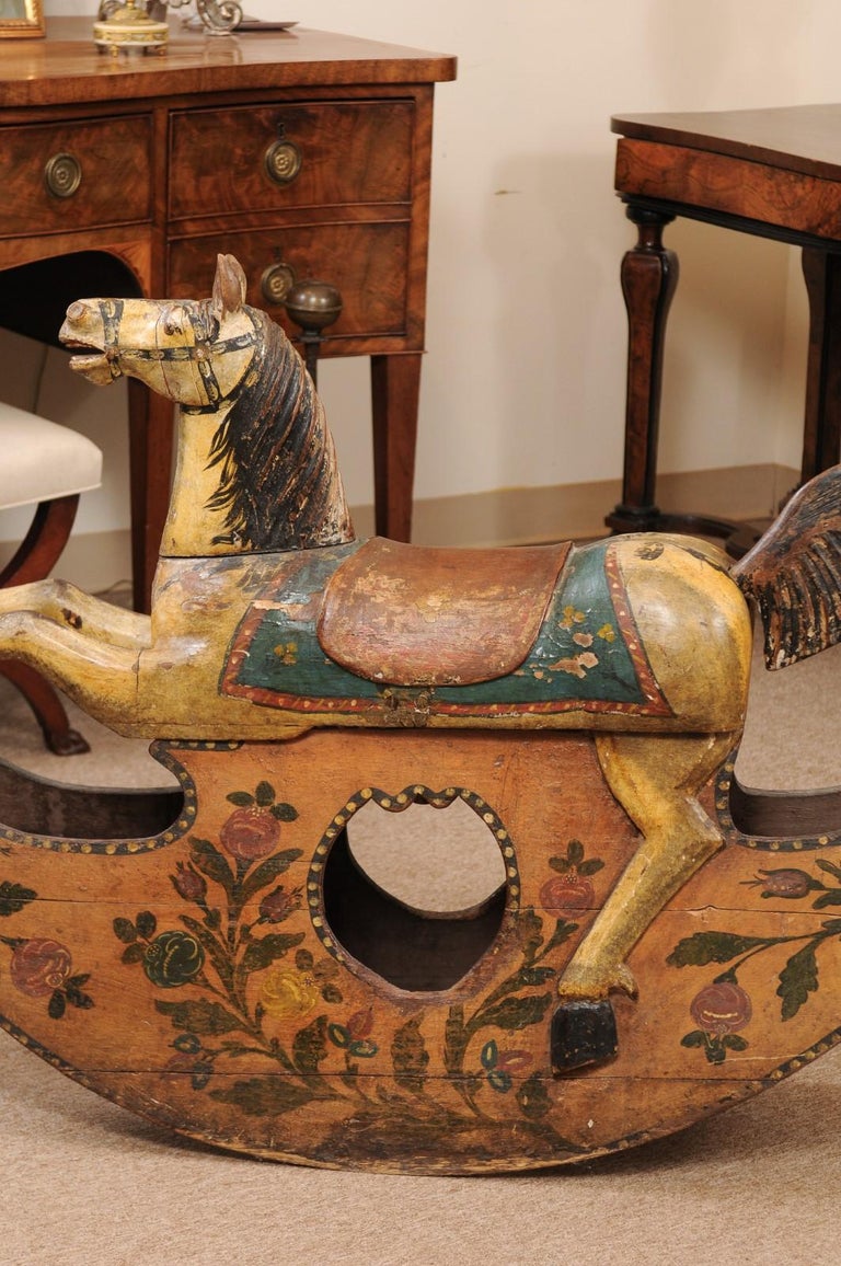 19th Century Italian Painted Wood Rocking Horse For Sale 9