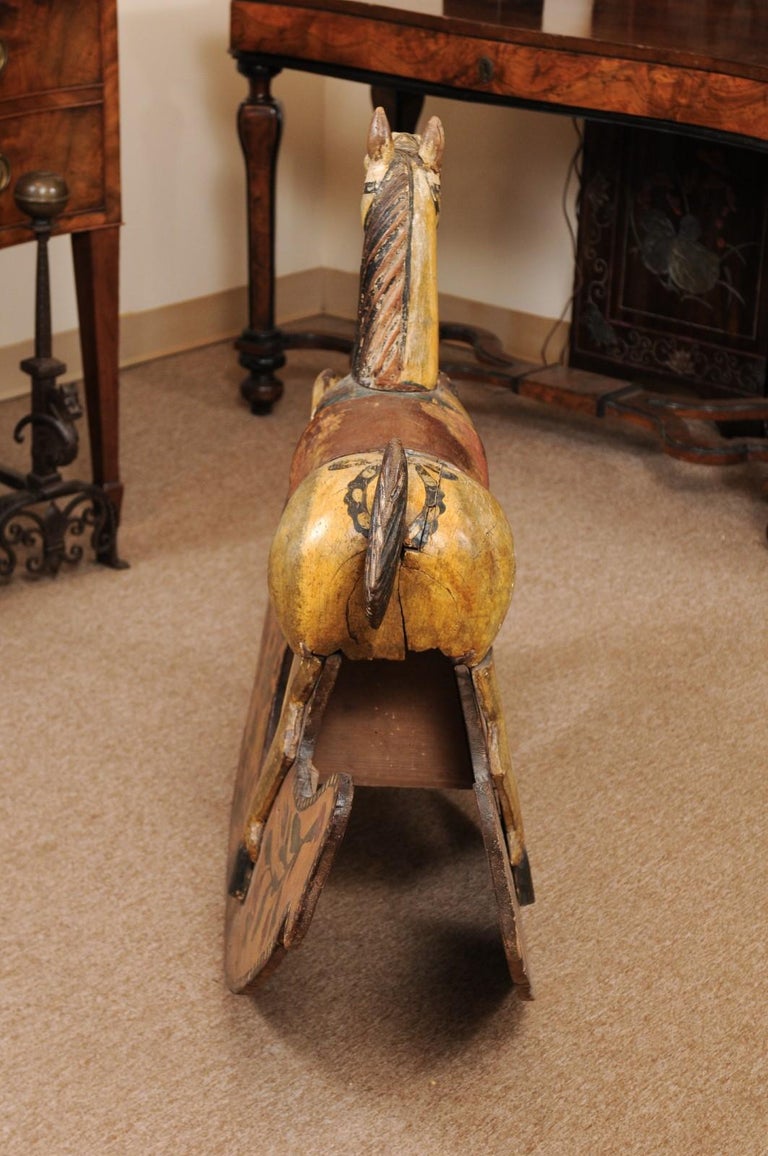 19th Century Italian Painted Wood Rocking Horse For Sale 11
