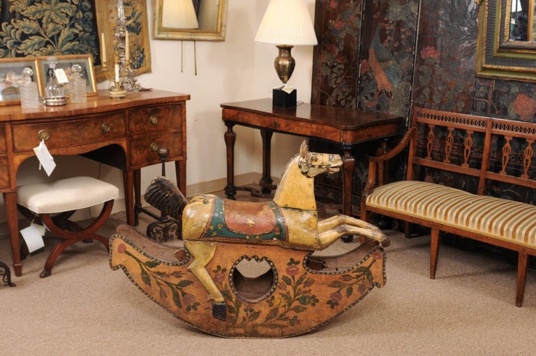 19th Century Italian Painted Wood Rocking Horse In Good Condition For Sale In Atlanta, GA