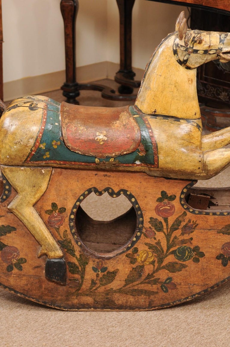 19th Century Italian Painted Wood Rocking Horse For Sale 2