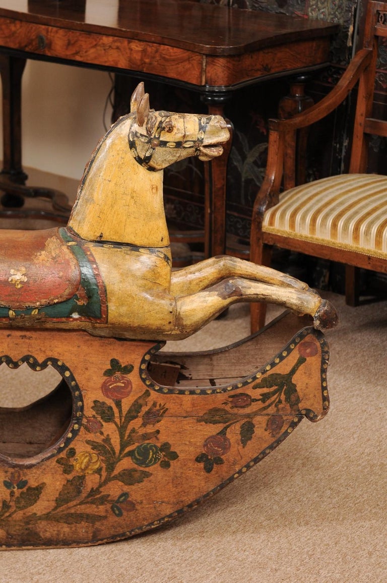 19th Century Italian Painted Wood Rocking Horse For Sale 3