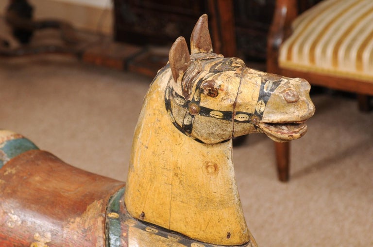19th Century Italian Painted Wood Rocking Horse For Sale 5