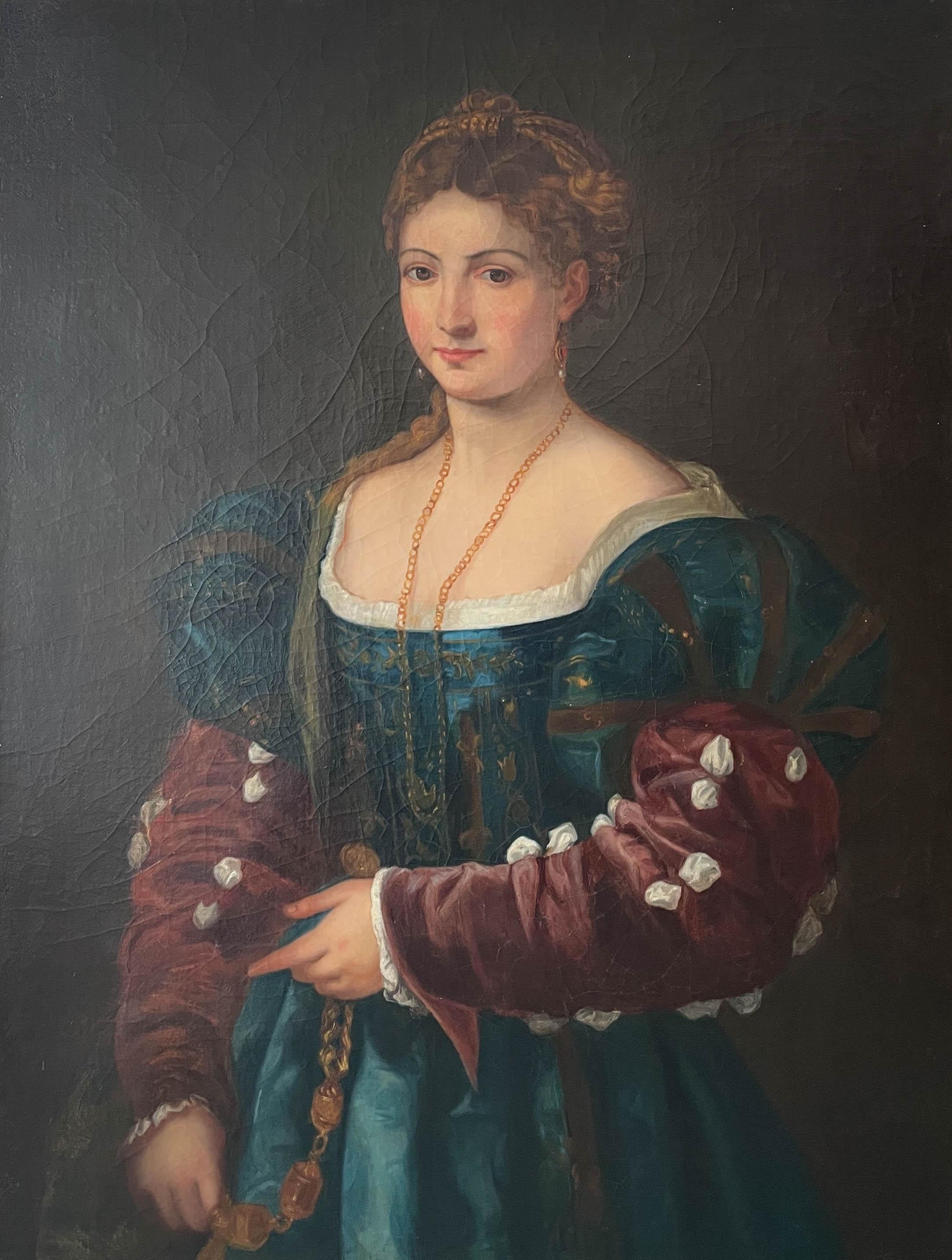 Italienisches Gemälde des 19. Jahrhunderts nach Tizian „La Bella“ im Angebot 1