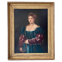 Antique 19th Century Italian Painting After Titian "La Bella"