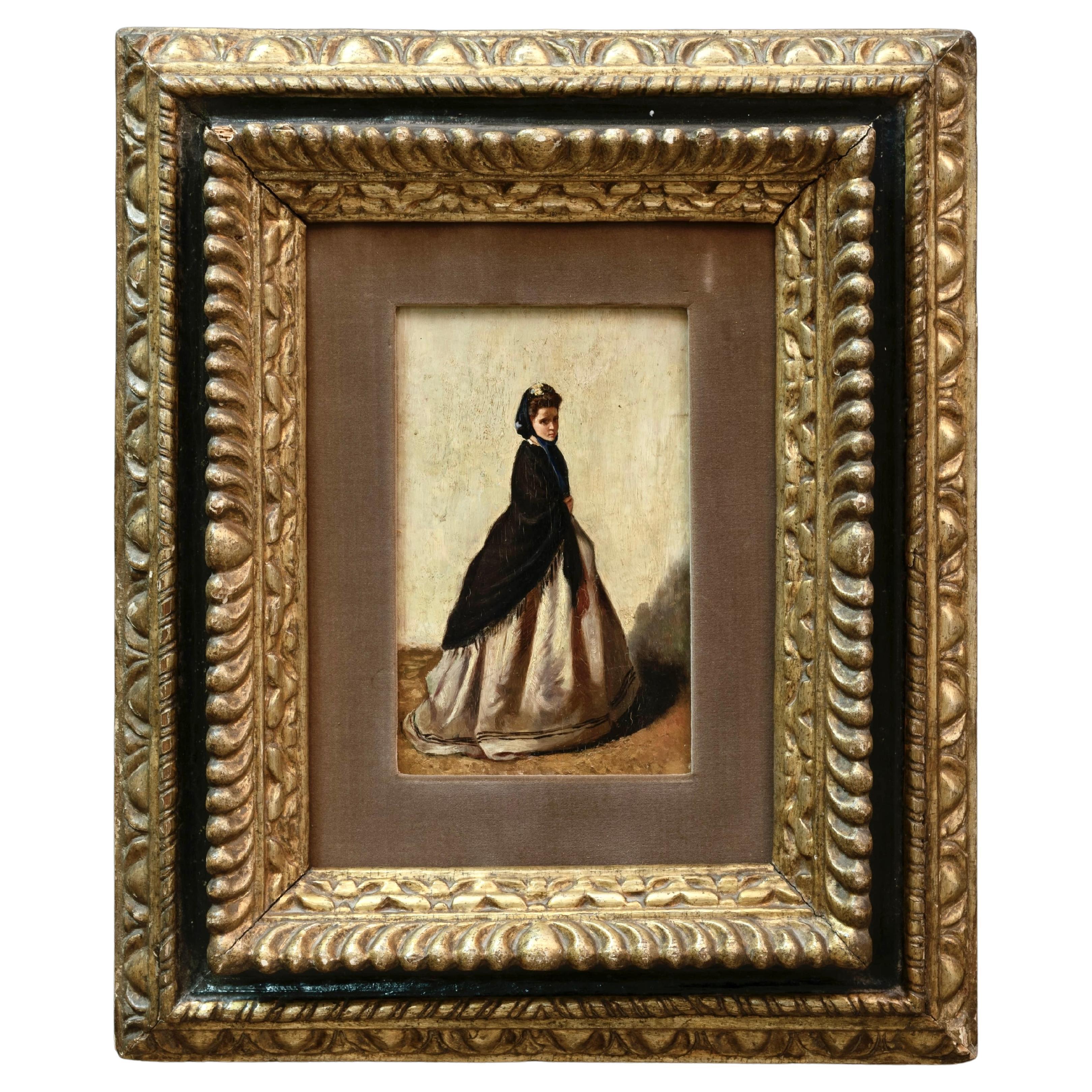 19th Century Italian Painting Attributed to Silvestro Lega For Sale