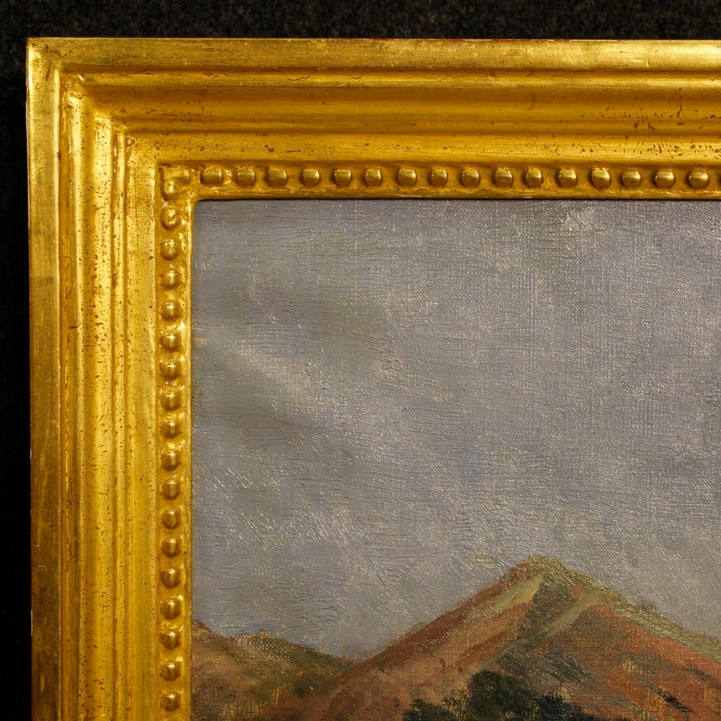 19th Century Italian Painting Landscape with Hunter Signed and Dated, 1899 For Sale 6