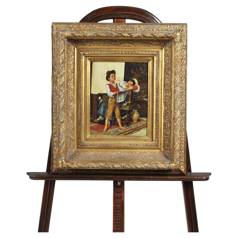 19th Century Italian Painting, Oil on Wood, Framed For Sale at 1stDibs