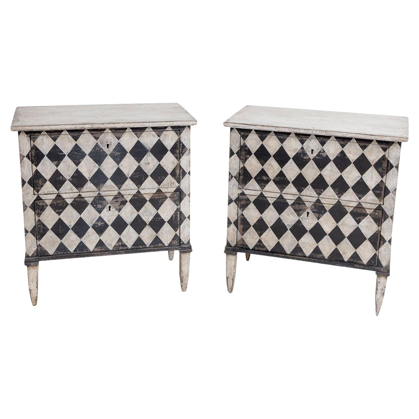 19th Century Italian Pair of Antique Arte Povera Pine Chests, Tuscan Nightstands