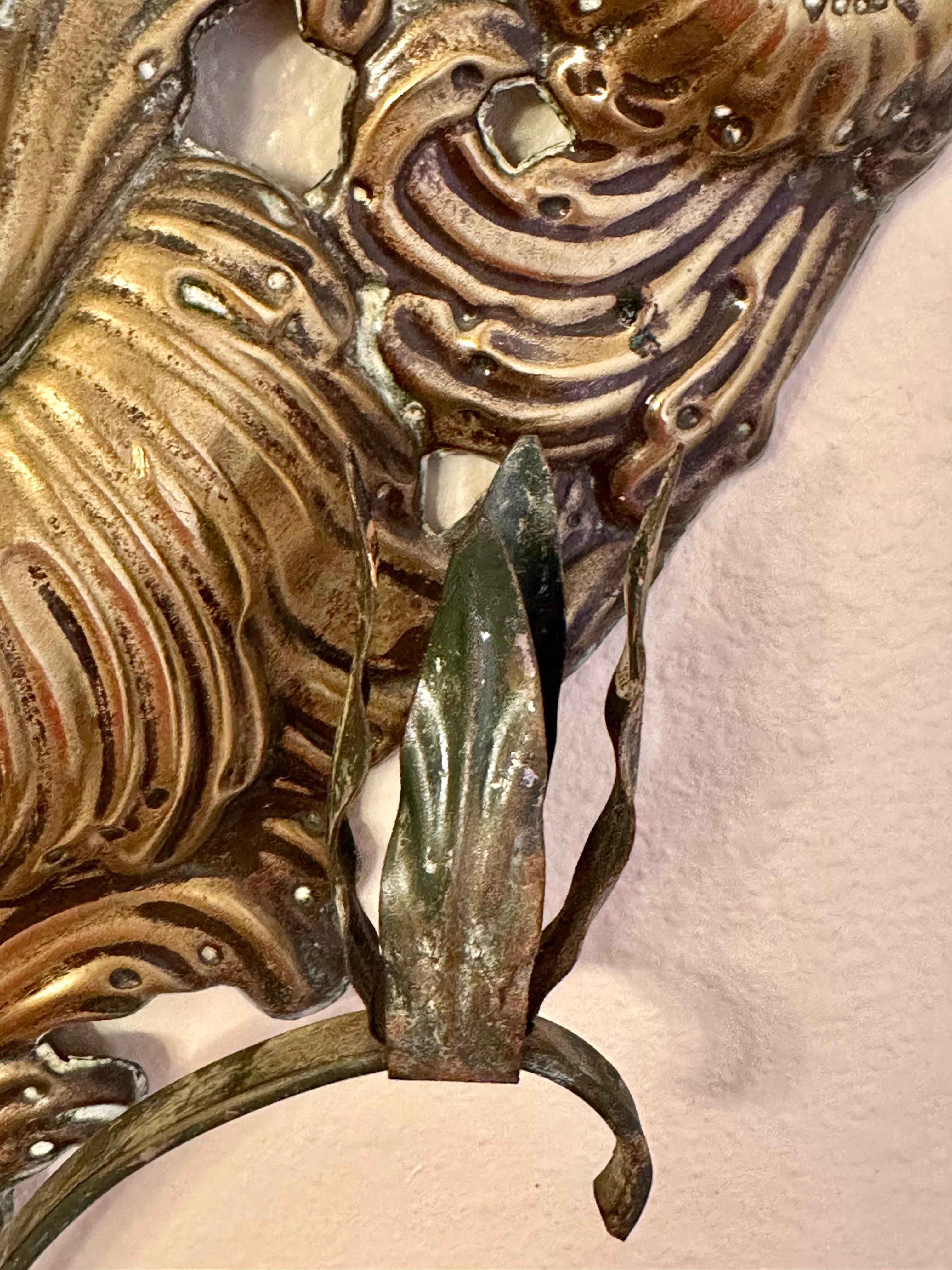 19th Century Italian Pair of Antique Brass Altar Palmettes In Good Condition For Sale In Vero Beach, FL