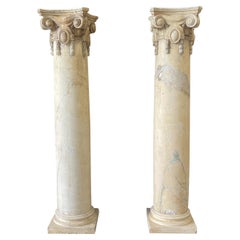 19th Century Italian Pair of Antique Ionic Style Monumental Marble Columns