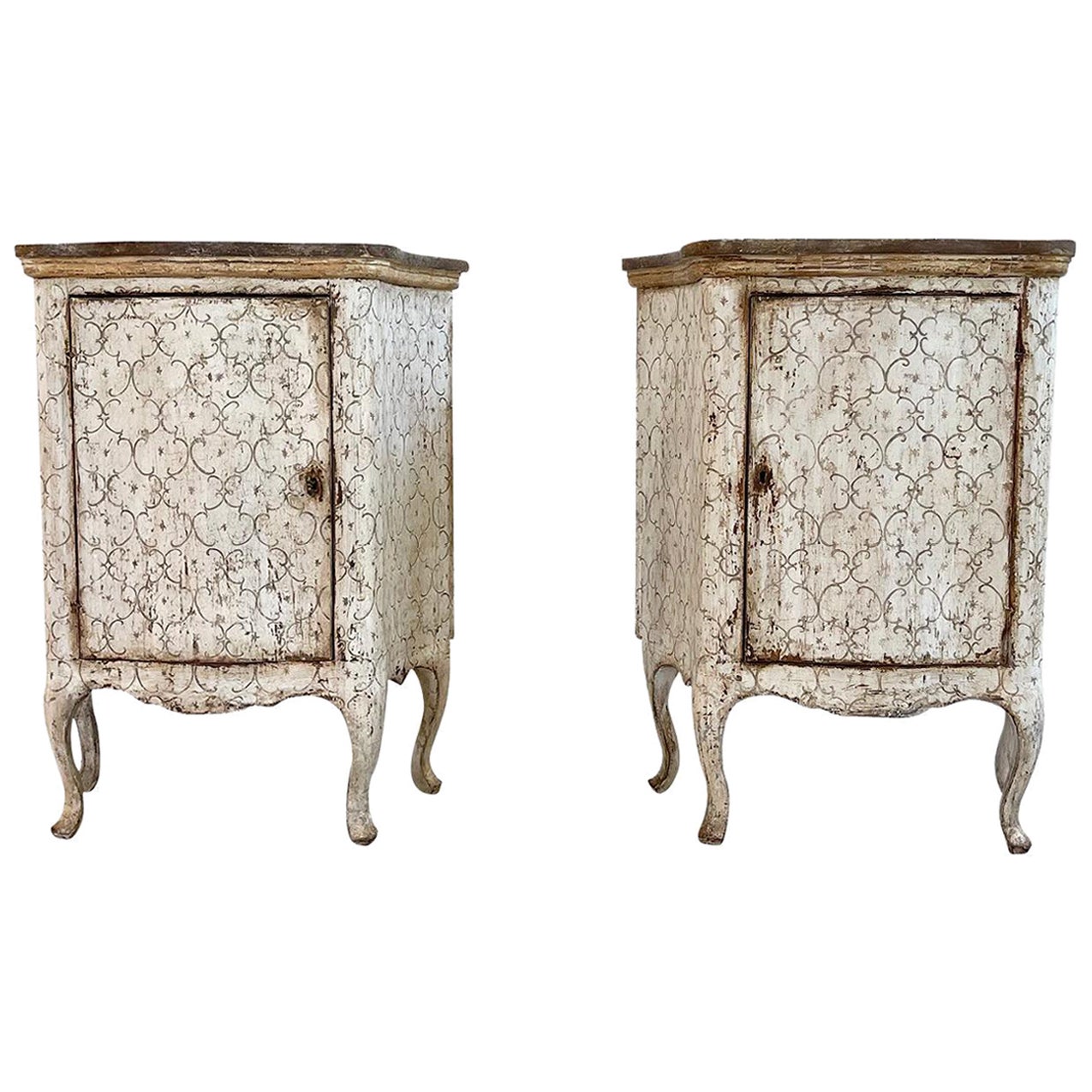 19th Century Italian Pair of Antique Louis XIV Pinewood Cabinets Arte Povera