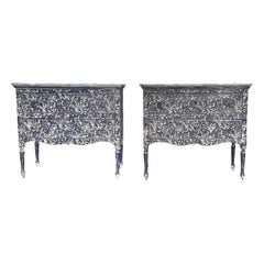 19th Century Italian Pair of Antique Sculptural Arte Povera Pinewood Nightstands