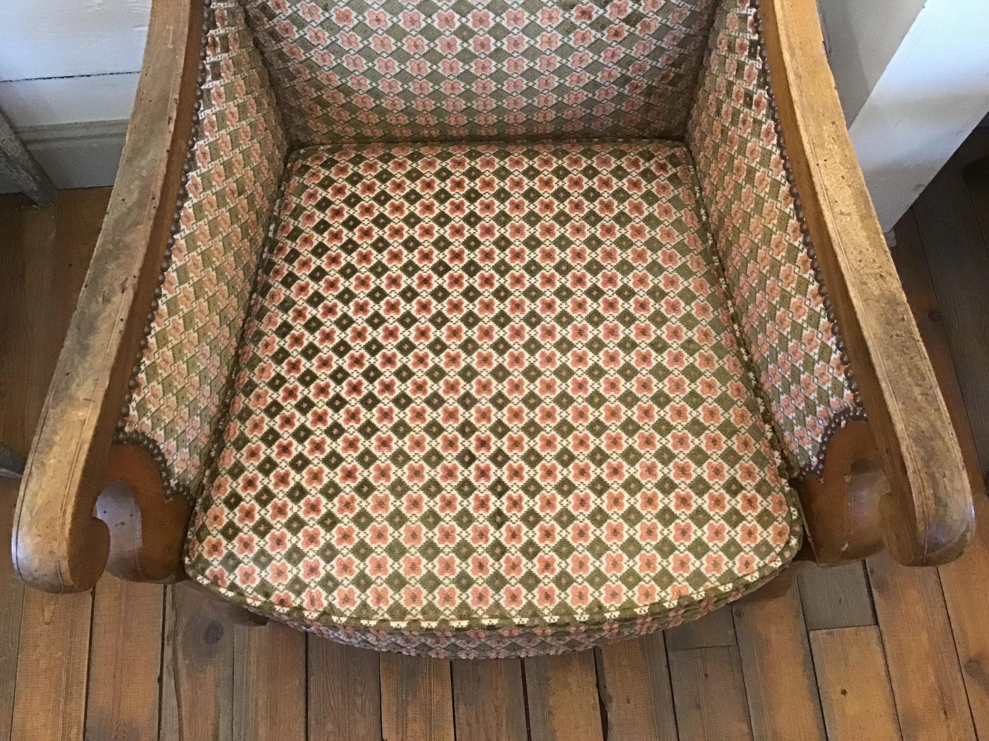 19th Century Italian Pair of Biedermeier Armchairs with Original Fabric, 1860s For Sale 4
